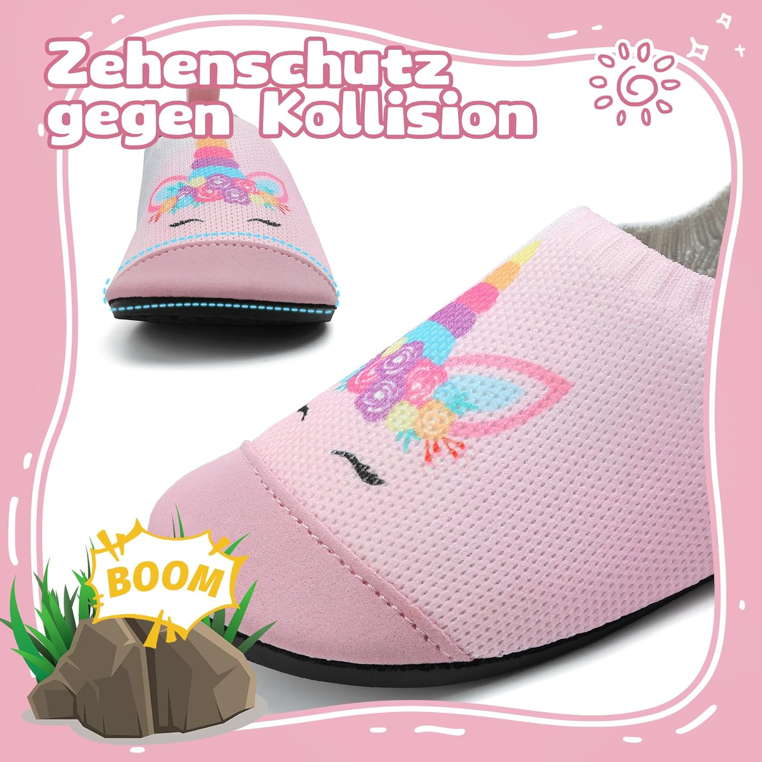 Detalle de VOLHAL Hausschuhe Kinder (Unisex) Barfußschuhe mit Flyknit-Technologie, rutschfester Lauflernschuh