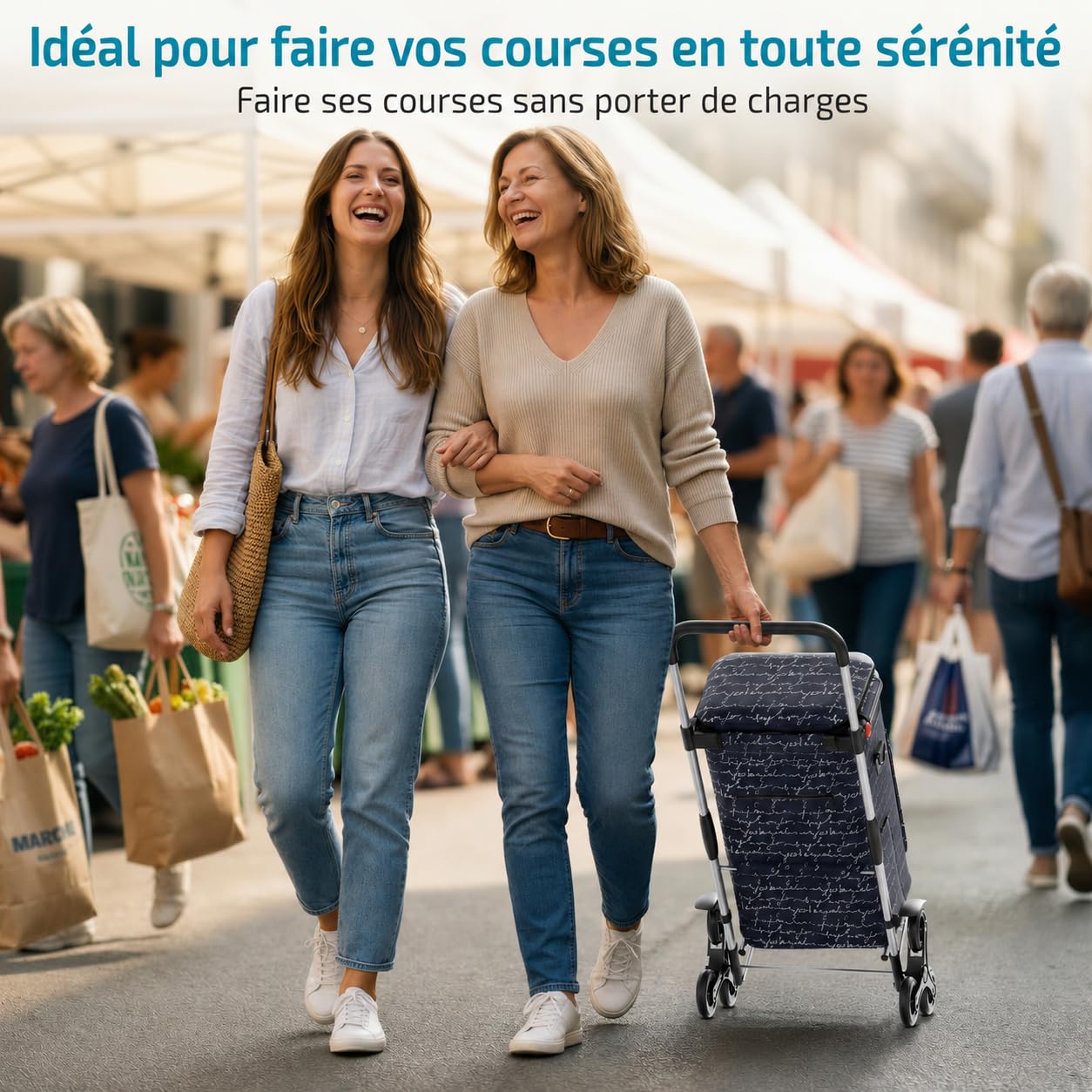 Detalle de Chariot de Courses Rubberneck Capacité 44L – Pliable, Isotherme, Bleu