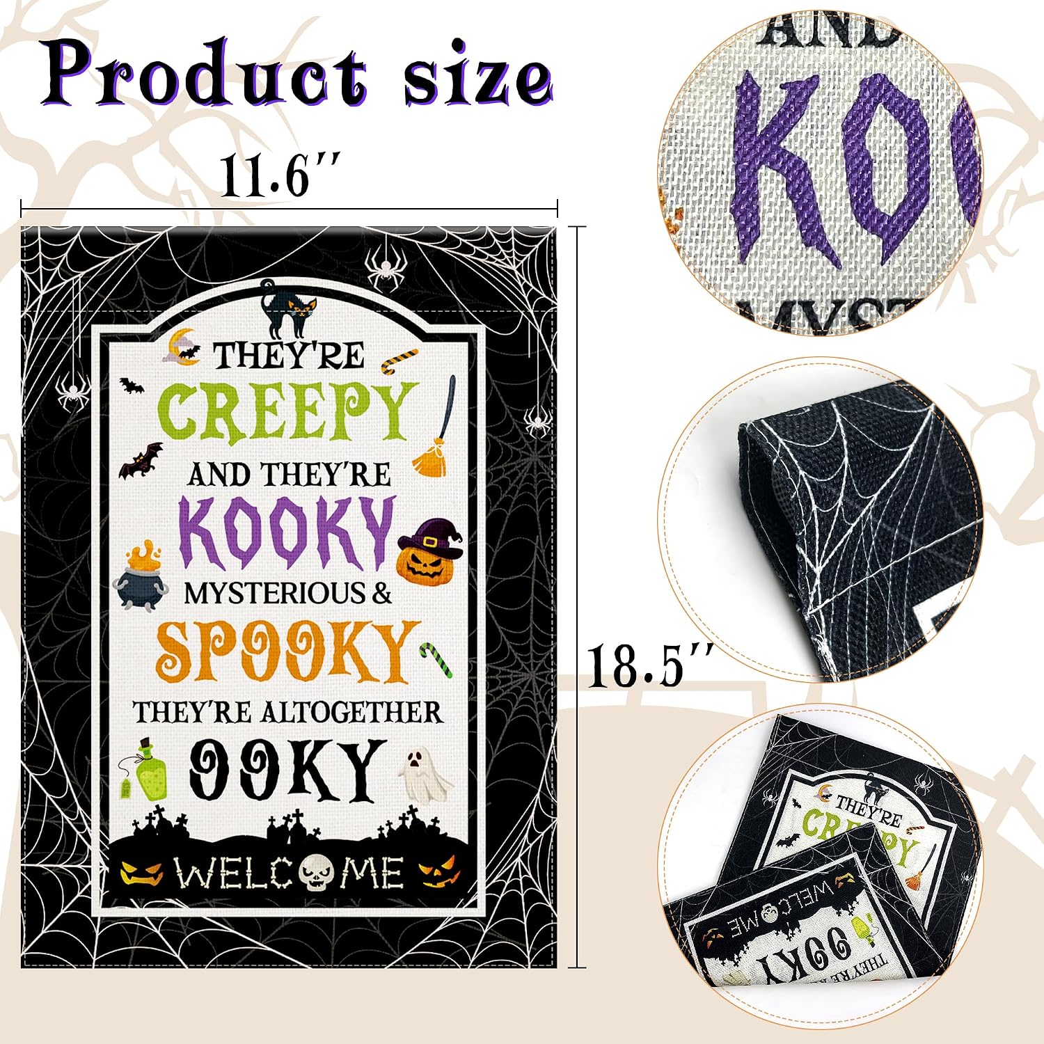 Detalle 2 de OHOME Halloween Garden Flag, Double-Sided Polyester, 12 x 18 Inch