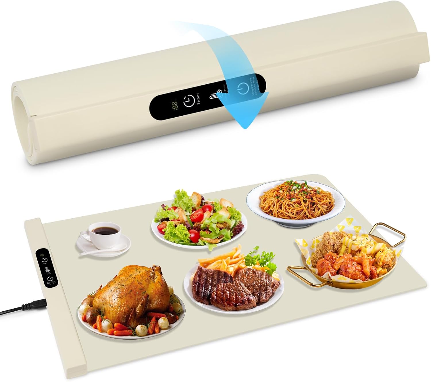 Detalle de Vicloon V-NCDML-EU-FBA Silicone Food Warming Mat, 6 Heat and Timer Settings