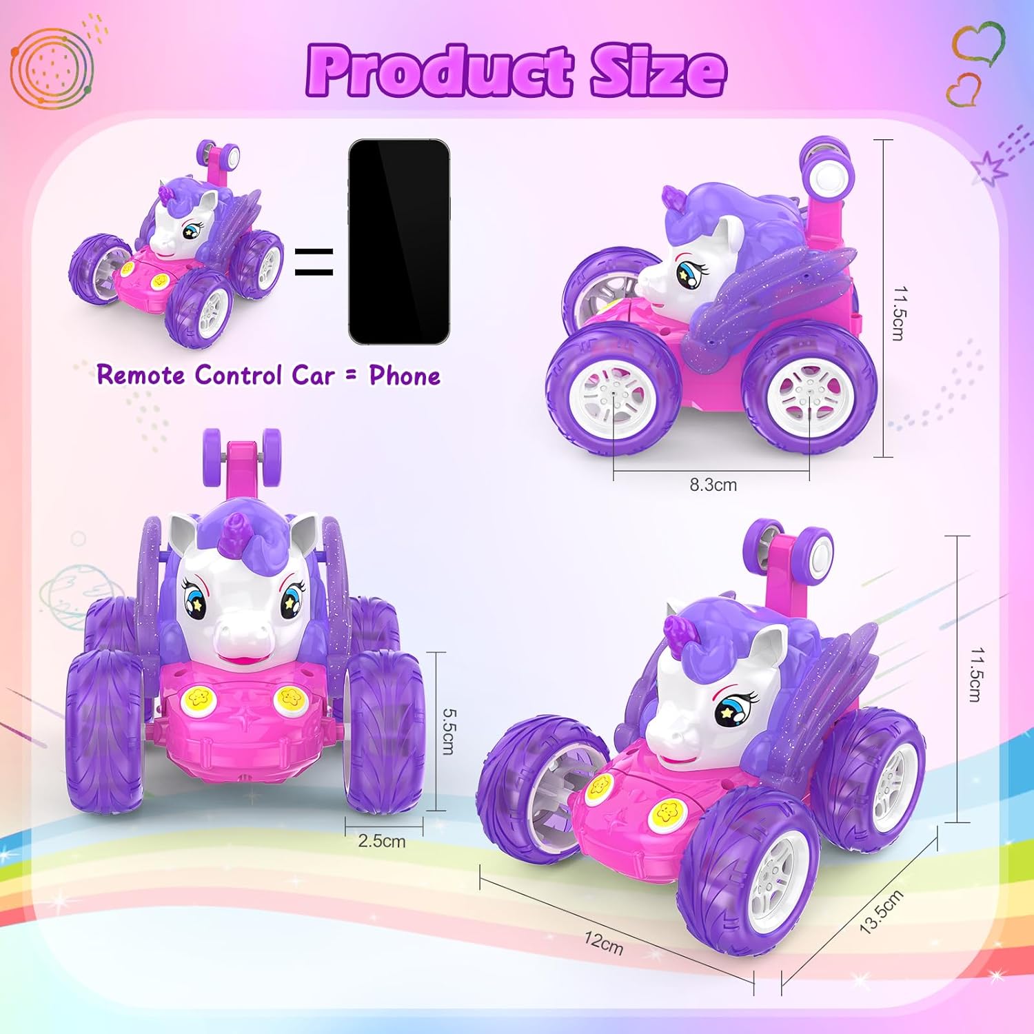 Thumbnail 3 de Coche Teledirigido Unicornio Rosa 2.4 GHz