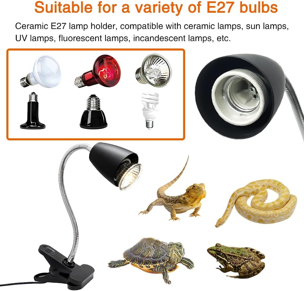 Thumbnail 4 de Golgner Schildkröte Wärmelampe – Wärmespotlampe für Reptilien mit 2× 50W UVA+UVB, 360° Clip & dimmbarem Schalter