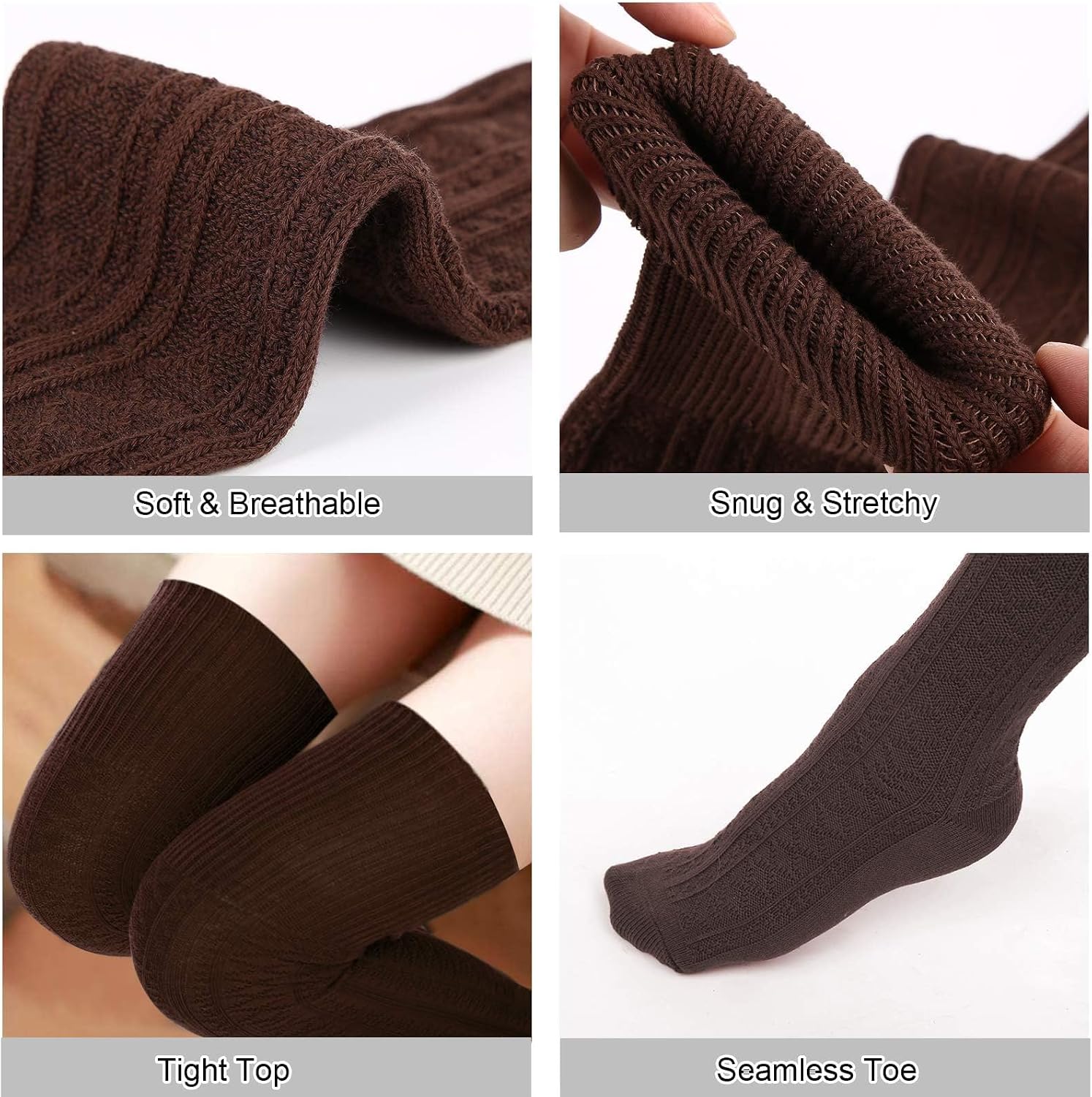 Detalle 2 de Moon Wood Thigh-High Socks, Cotton Knit