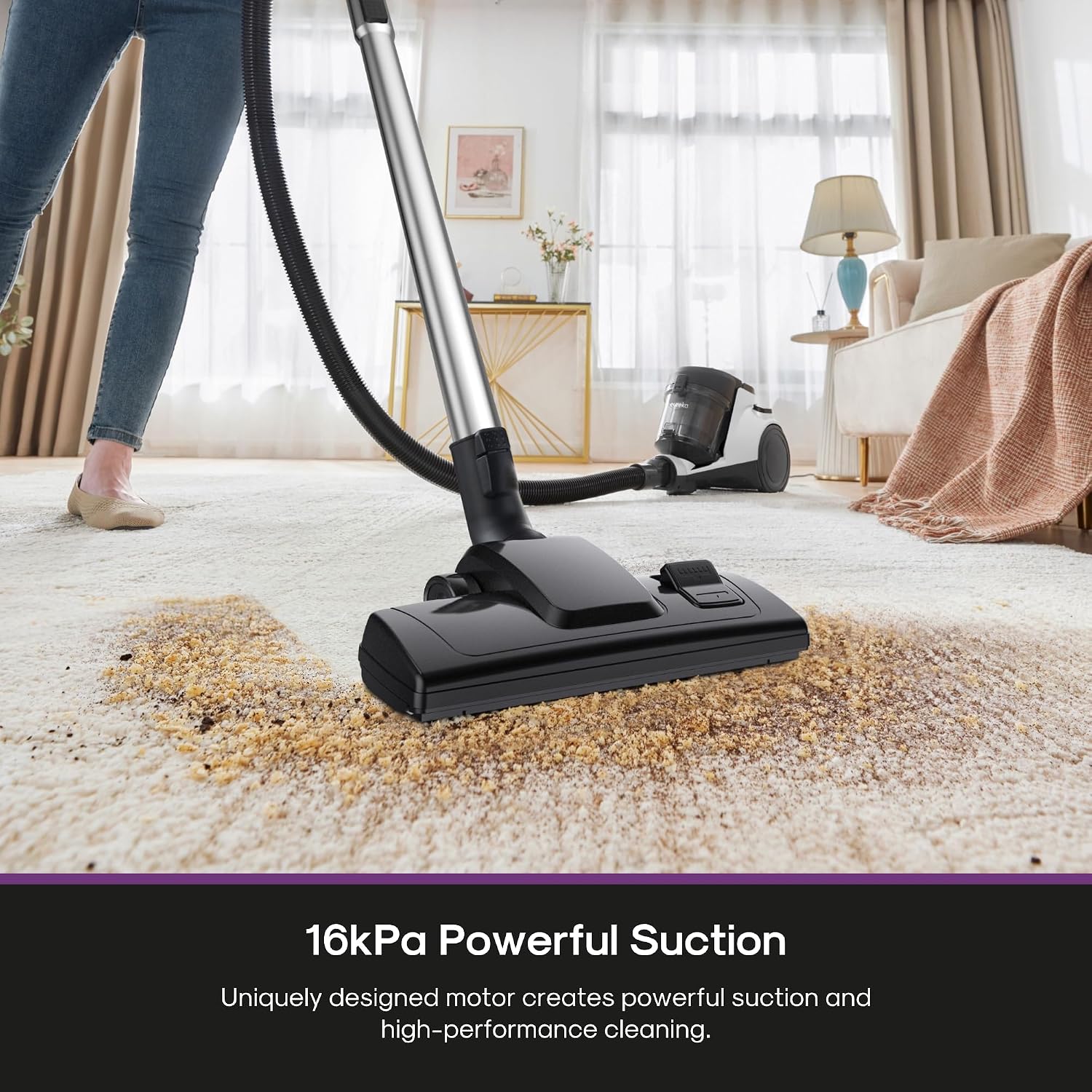 Detalle de Eureka NEN121WH WhirlWind Bagless Canister Vacuum, HEPA Filter, 1.2-Liter