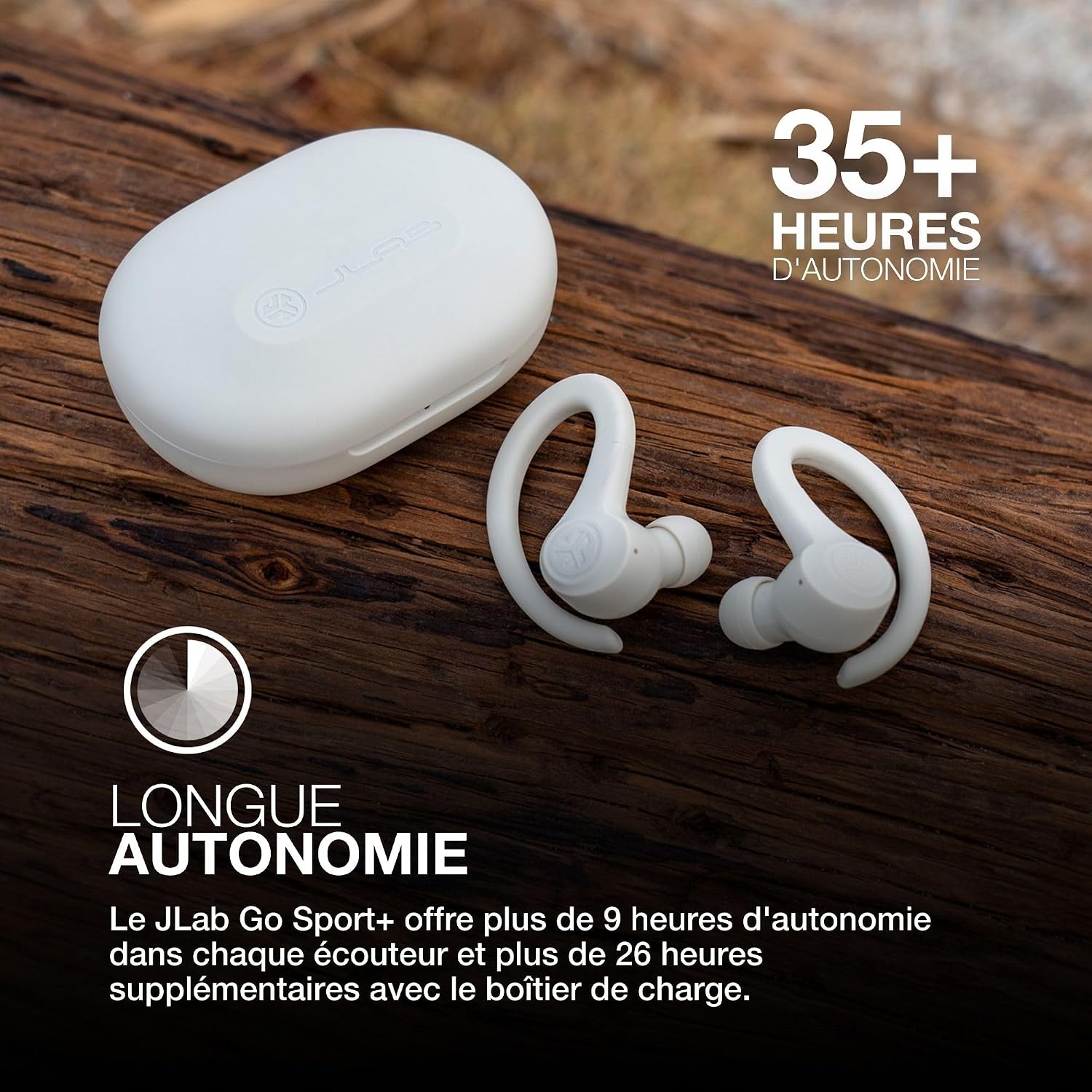 Detalle 2 de JLab Go Air Sport+ : écouteurs Bluetooth true wireless sport avec autonomie annoncée jusqu’à 35 h et indice IP55