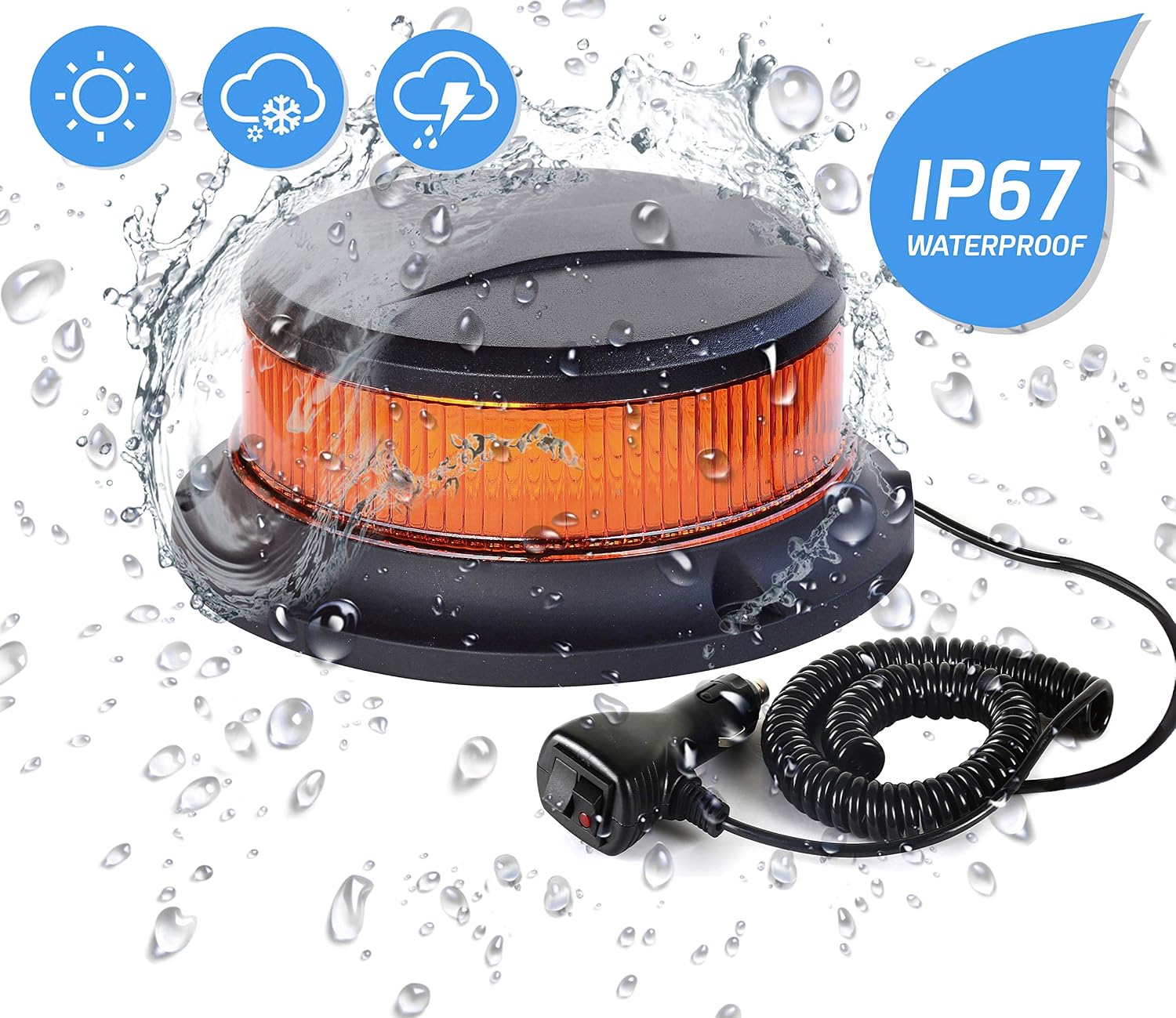 Thumbnail 2 de Ryme Automotive draaibare LED-waarschuwingslamp, amber, R65-goedgekeurd