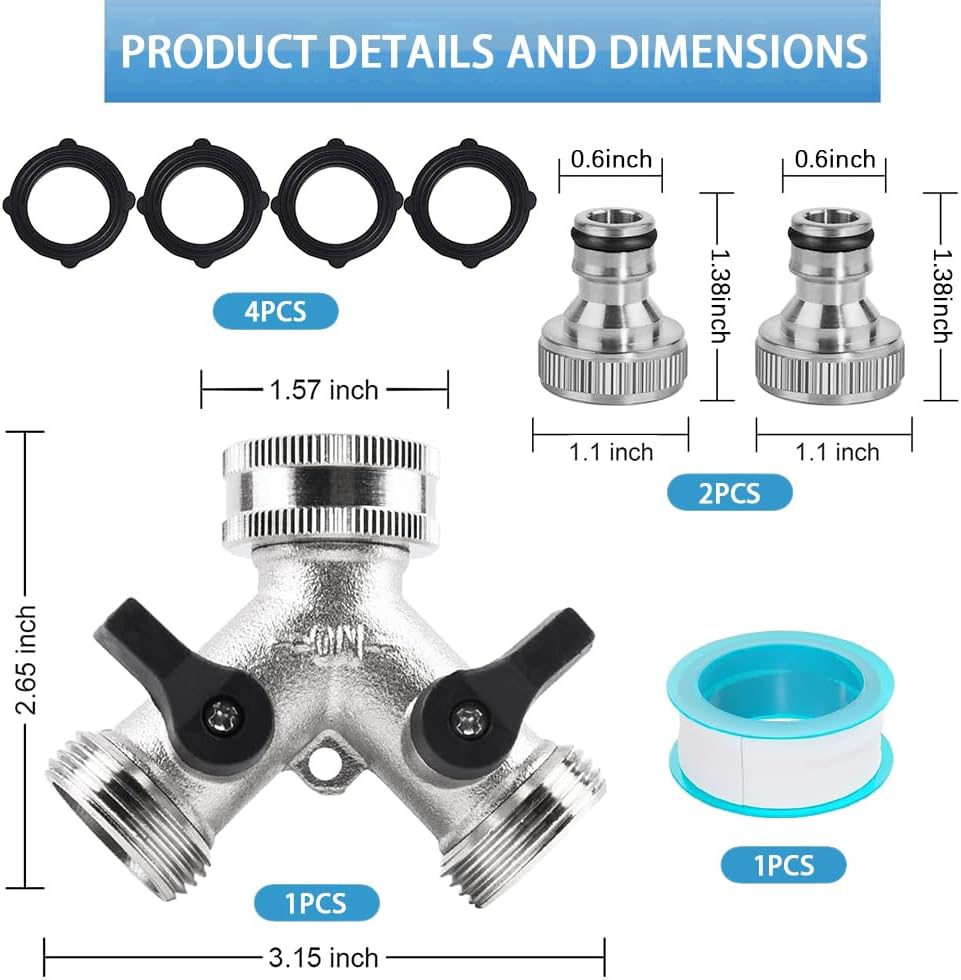 Detalle 2 de TUIBEIDAMAI 2-Wege-Wasserverteiler 3/4 Zoll Adapter
