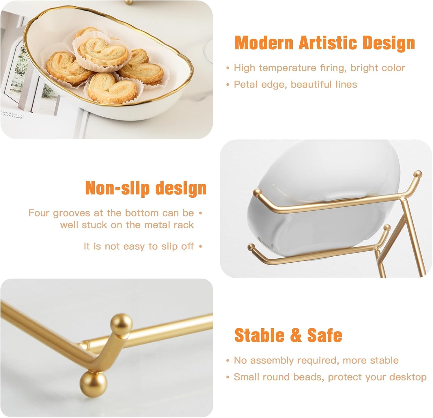 Detalle 2 de HOMKULA Ceramic 3-Tier Fruit Bowl for Countertop ๐ฝ