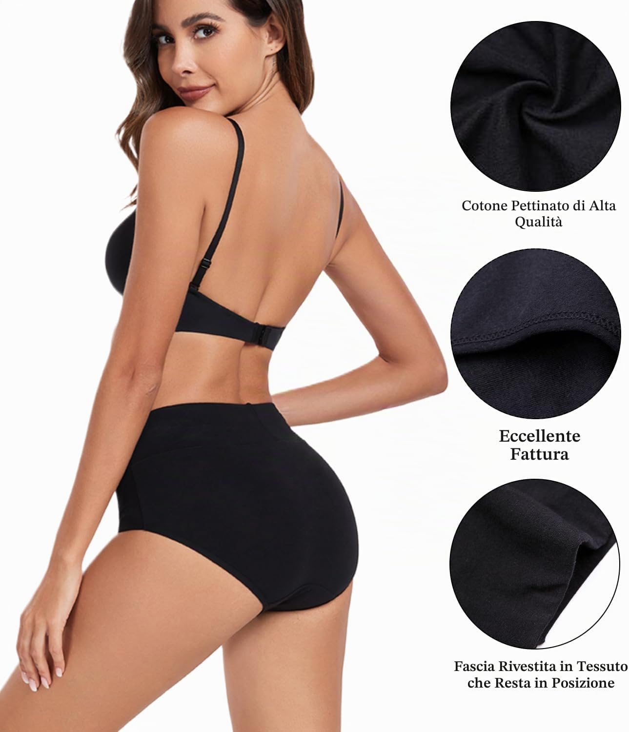 Detalle 2 de wirarpa Slip Elasticizzato Donna Cotone Vita Alta – Mutande traspiranti e comode per ogni giorno