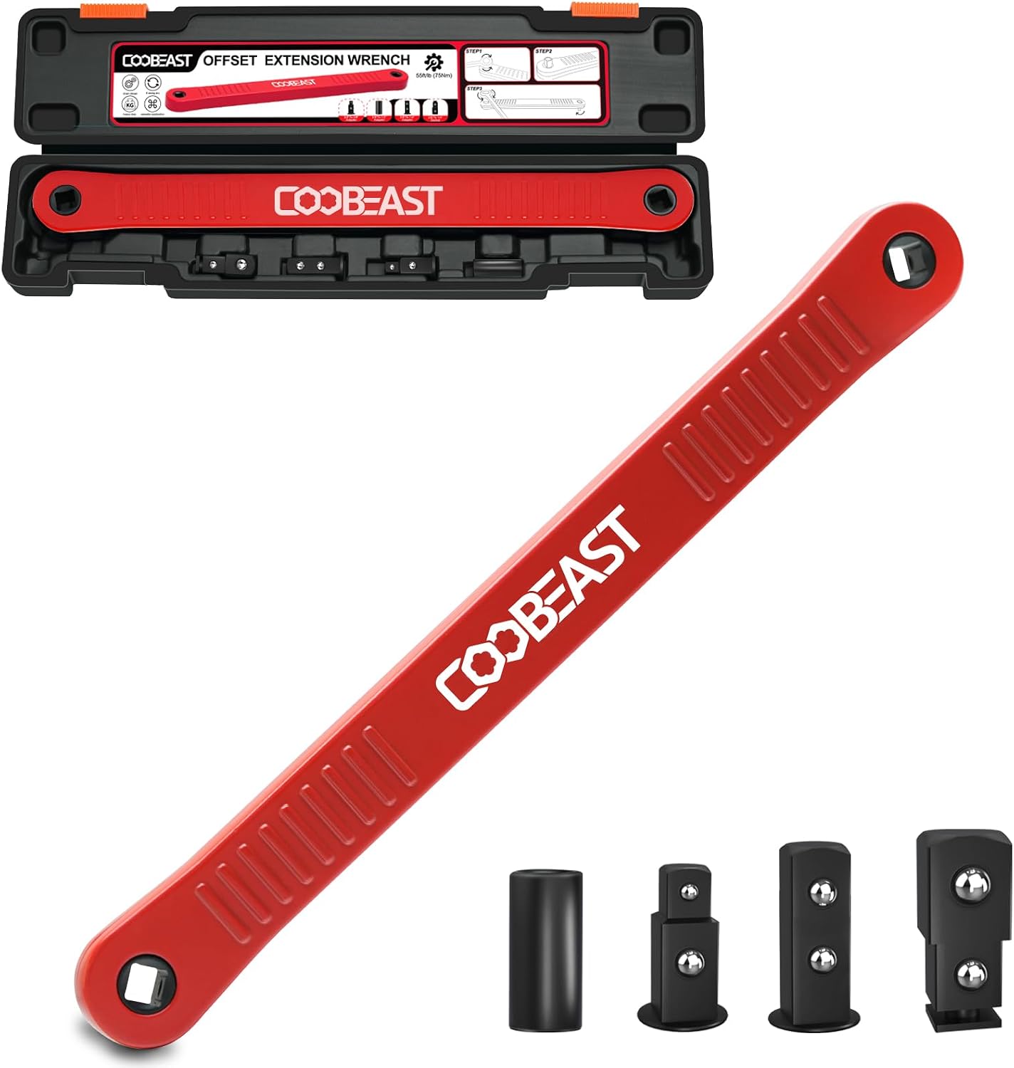 Detalle de coobeast 3/8-Inch Offset Extension Wrench, Impact-Ready, 0° Swing