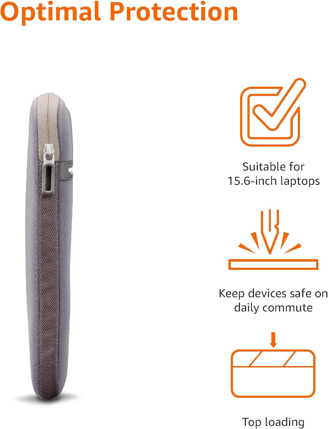 Thumbnail 3 de Amazon Basics Laptop-Schutzhülle für 15,6-Zoll (42 x 31,5 x 2 cm), grau