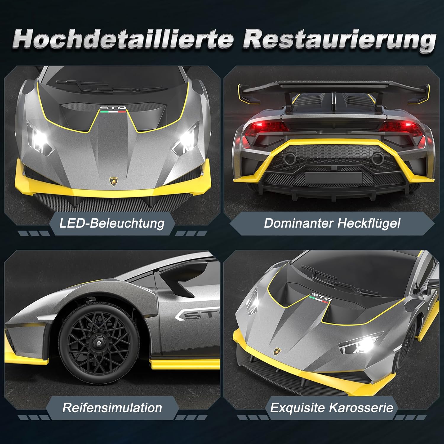 Detalle de Lamborghini RC Drift Auto 1:18 4WD mit 35 km/h – High-Speed-Drifter für Einsteiger