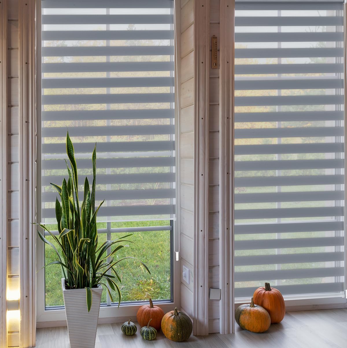 Detalle de Sekey Doppelrollo Klemmfix ohne Bohren für Fenster – 80 cm breit, 80x150 cm, Grau