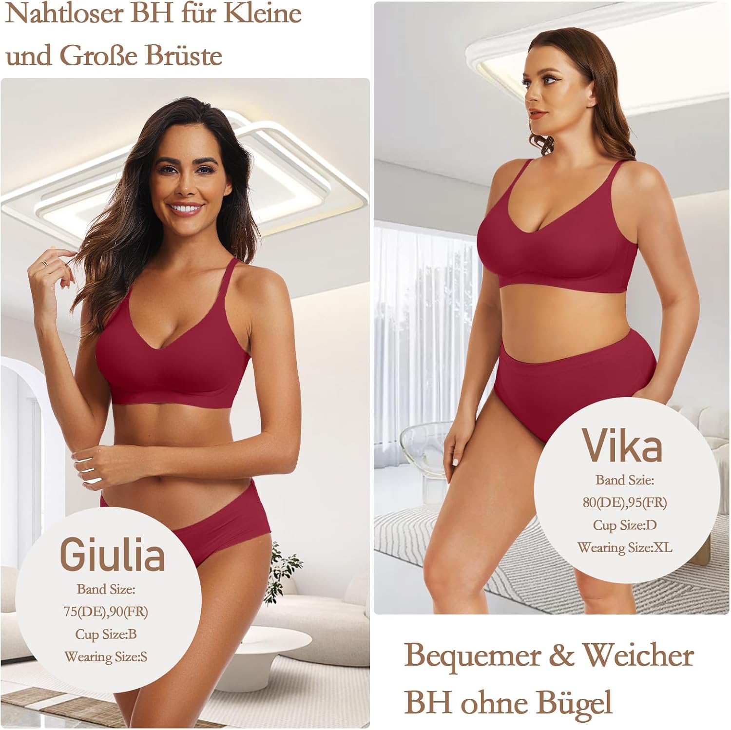 Thumbnail 6 de Vertvie nahtloser BH Damen ohne Bügel mit Soft-Polster & V-Ausschnitt