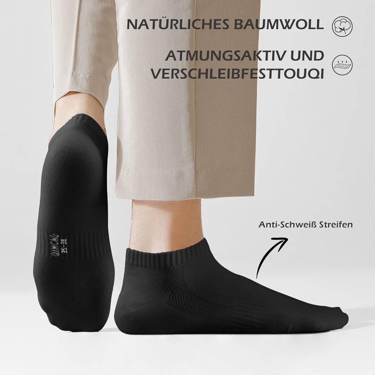 Detalle de QINCAO Sneaker Socken (6/10 Paar) – kurze Baumwoll-Halbsocken für Herren & Damen