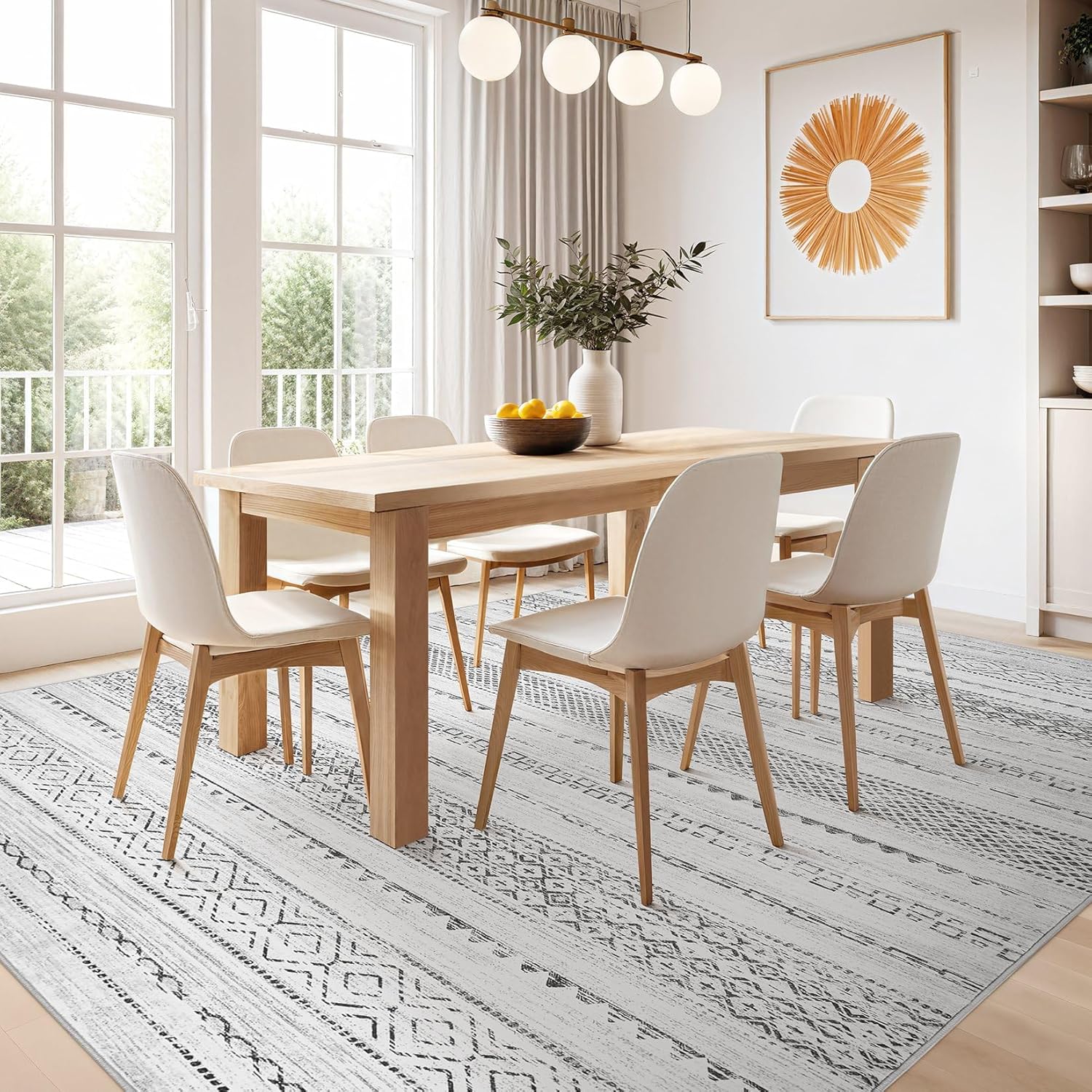 Thumbnail 6 de Nakagishi 9x12 Area Rug: Washable Boho Grey, Non-Slip, Stain-Resistant