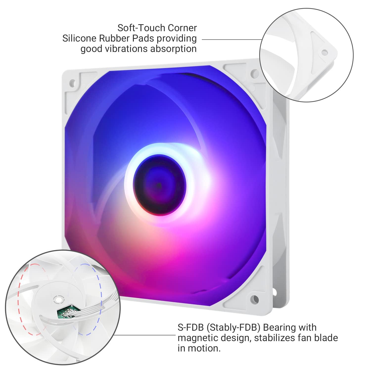 Detalle de Thermalright TL-C12CW-S 120mm ARGB PWM Fan review: solid micro-forcing for case and CPU cooling
