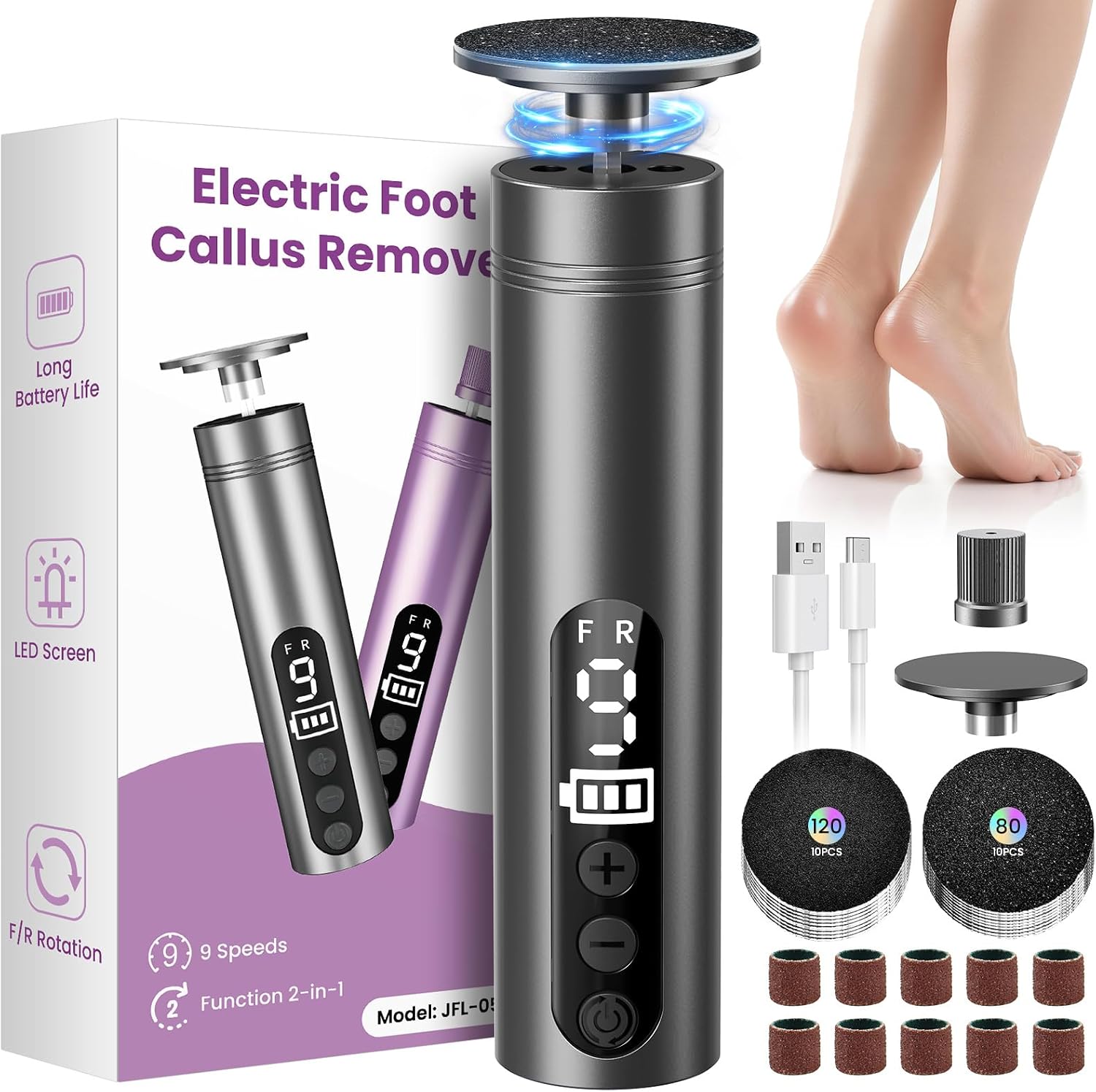 Detalle de Electric Foot File 9‑Speed Rechargeable