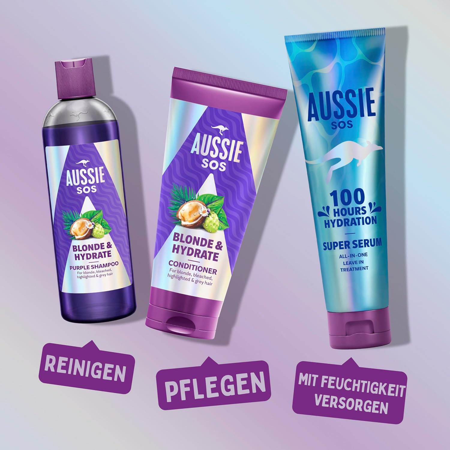 Thumbnail 6 de Aussie SOS Blonde & Hydrate Lila Shampoo 500 ml für blondes, graues und gesträhntes Haar