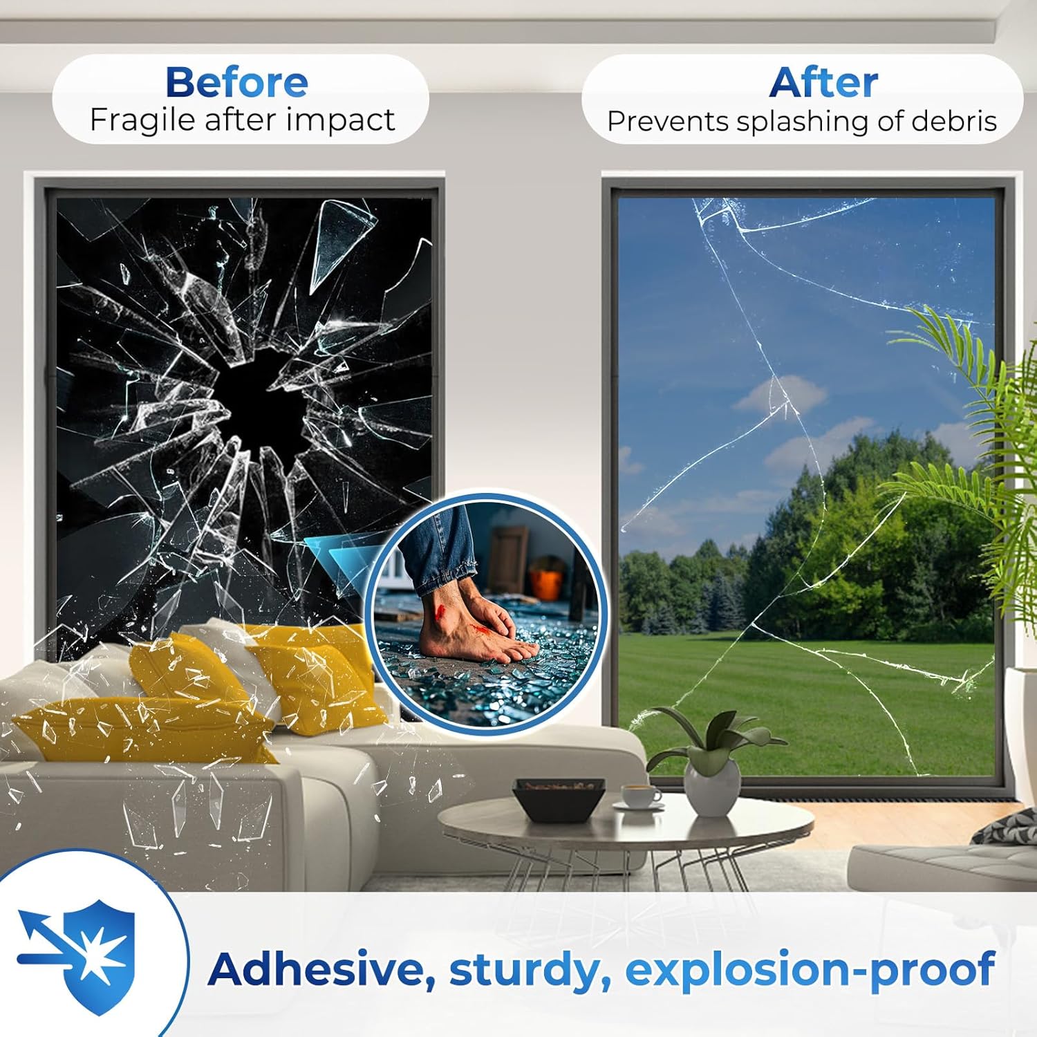 Thumbnail 4 de Beautysaid One Way Window Film Daytime Privacy with Reflective Mirror (Silver, 45x200cm)