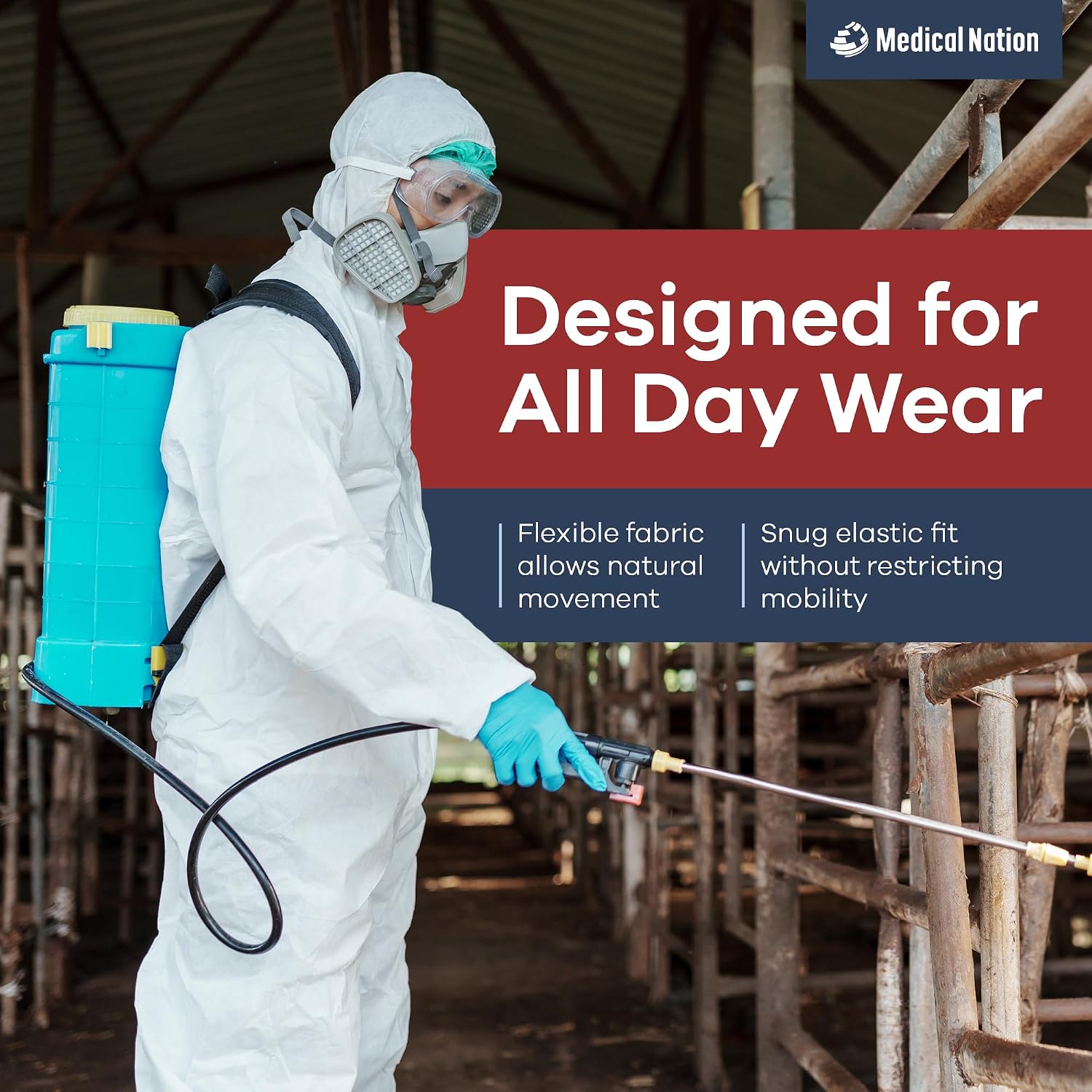 Thumbnail 6 de Medical Nation Disposable Hooded Coveralls, Waterproof, Breathable, 1 or 10 Pack