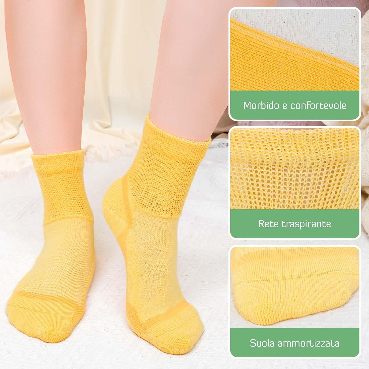 Thumbnail 3 de LOFIR Calzini diabetici in bambù senza cuciture e senza elastico (caviglia extra larga), 5 paia 39-46