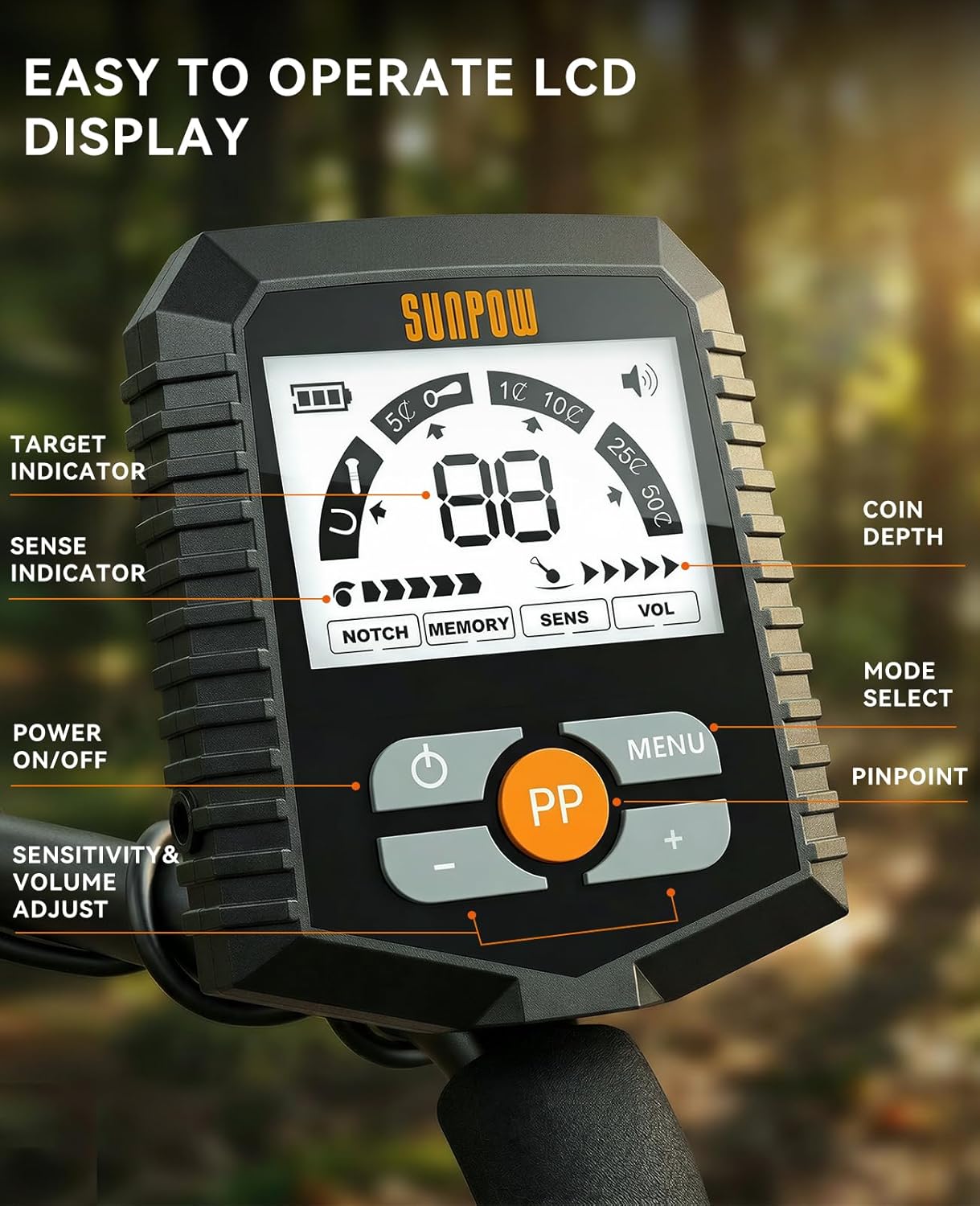 Detalle 2 de SUNPOW OTMD13 waterproof metal detector
