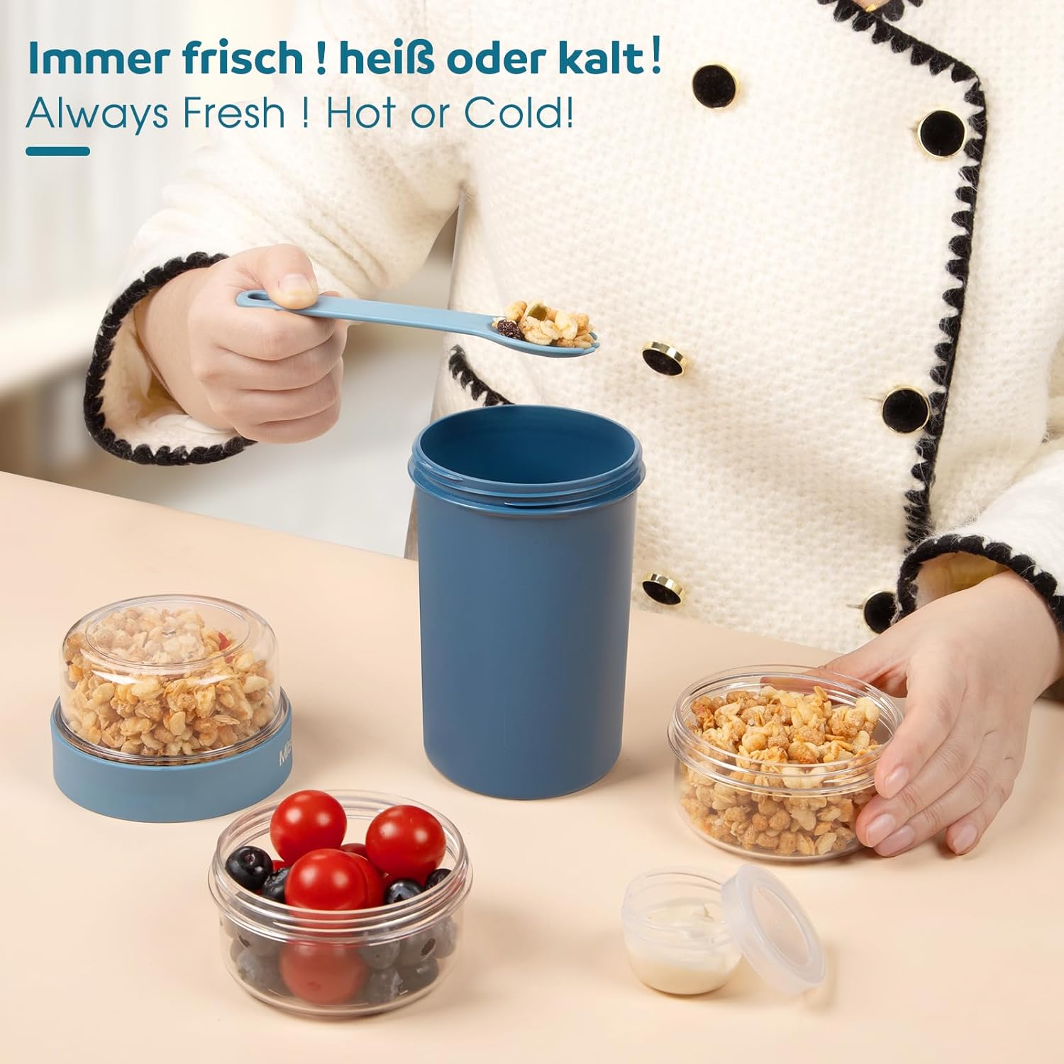 Thumbnail 4 de Mitsemmo Müslibecher to Go 760ml+230ml Blau