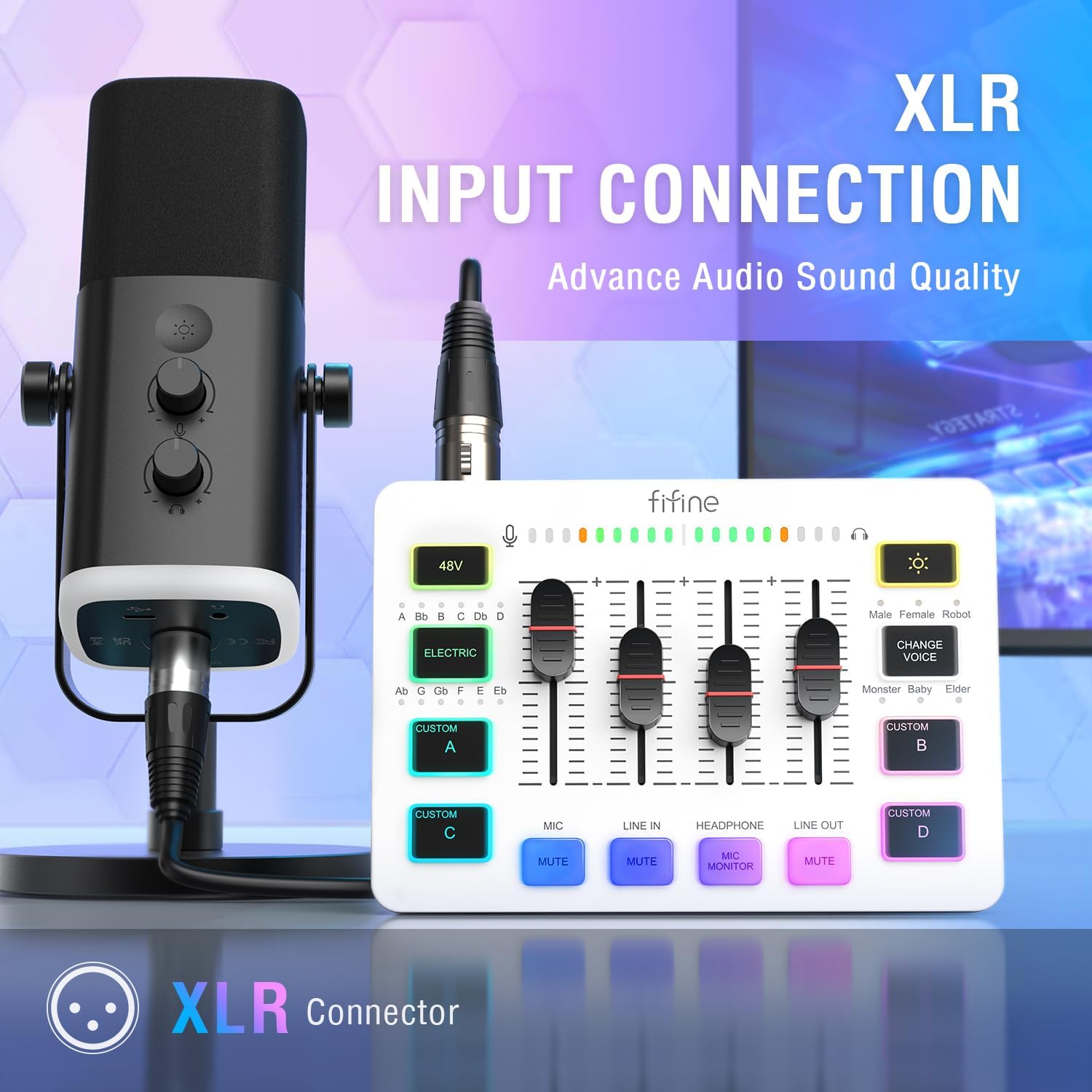 Thumbnail 1 de FIFINE SC3W Audio Mixer for Streaming with XLR Input and Individual Controls