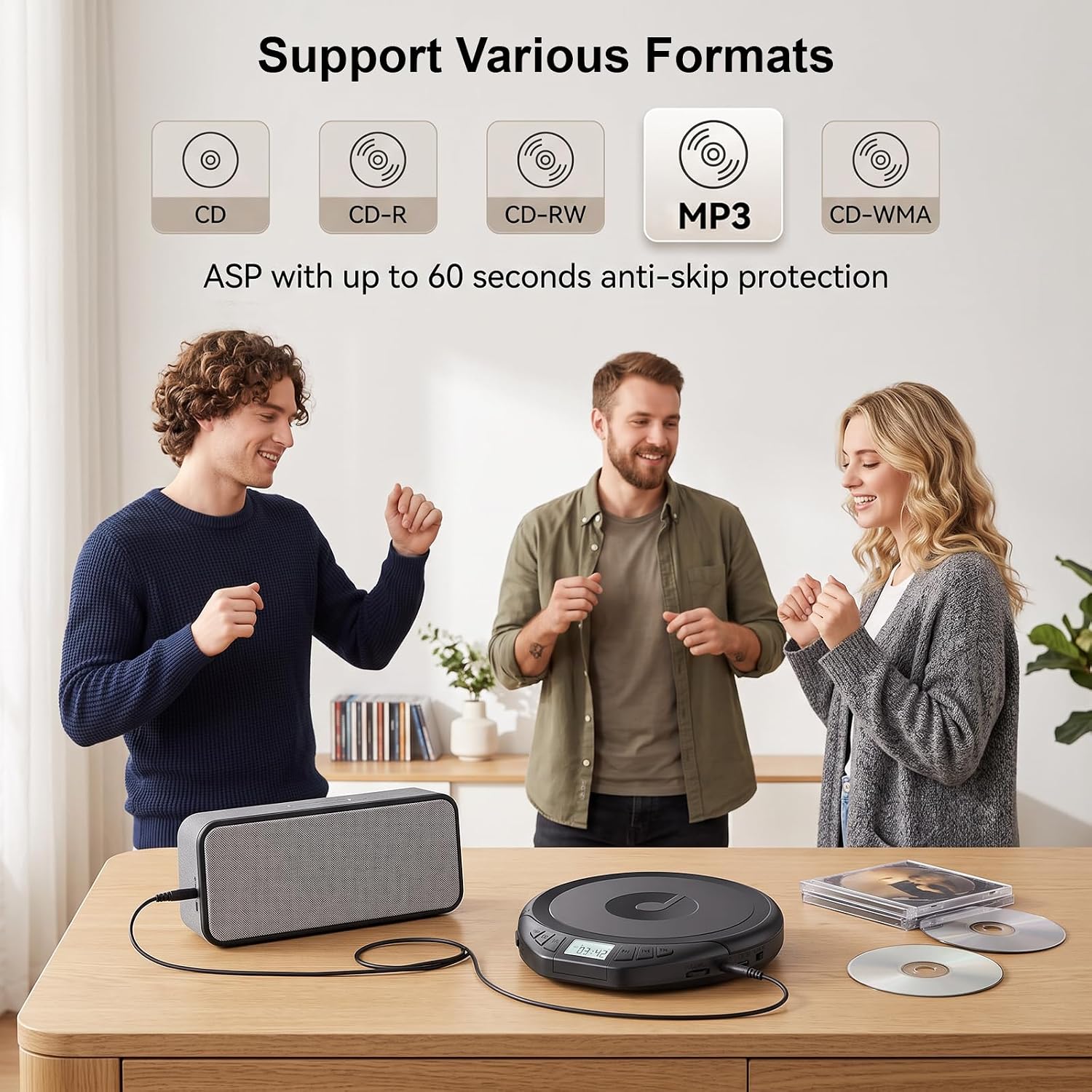 Detalle de Gueray H-01 Portable CD Player with LCD, Anti-Skip and Programmable Playback
