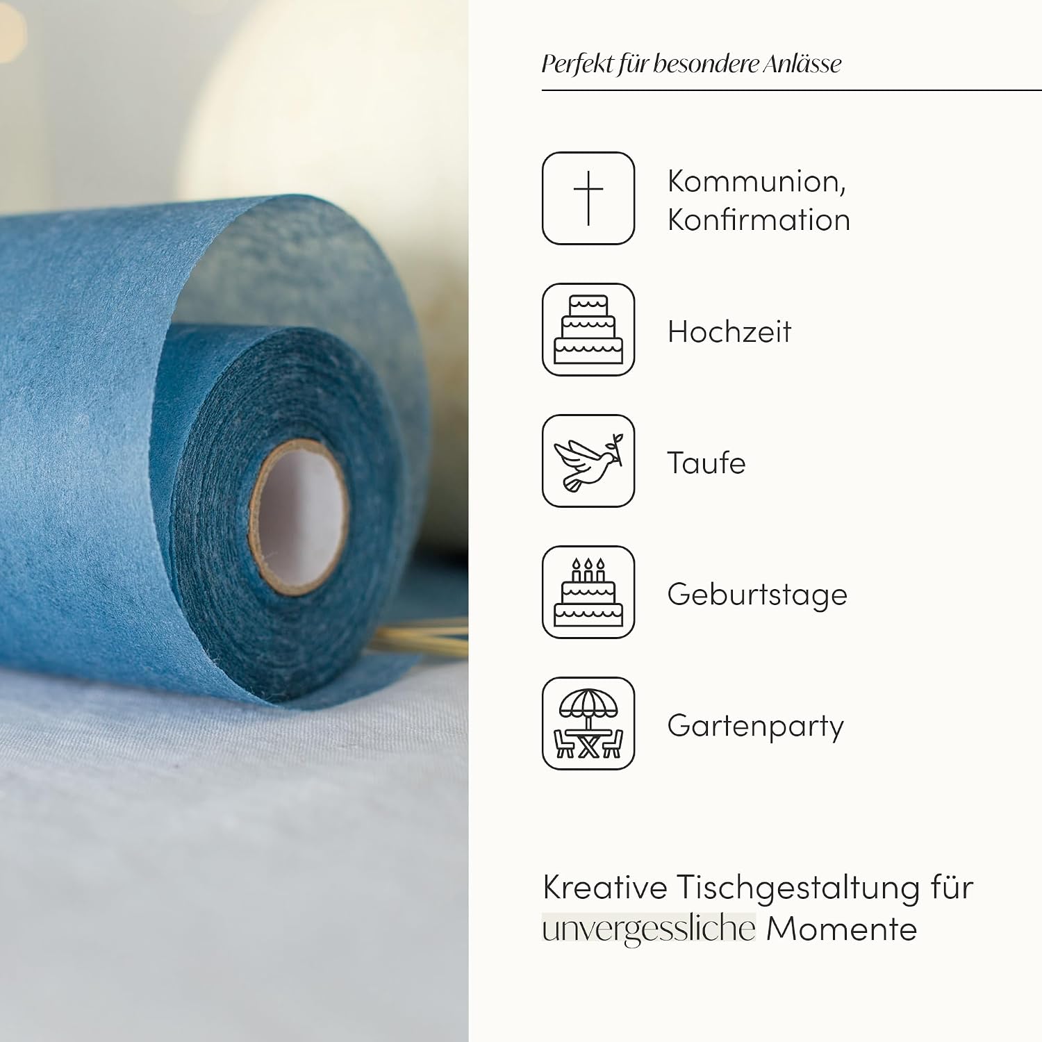 Detalle 2 de 100%Mosel Vlies TischlĂ€ufer Rauchblau 30 cm đ
