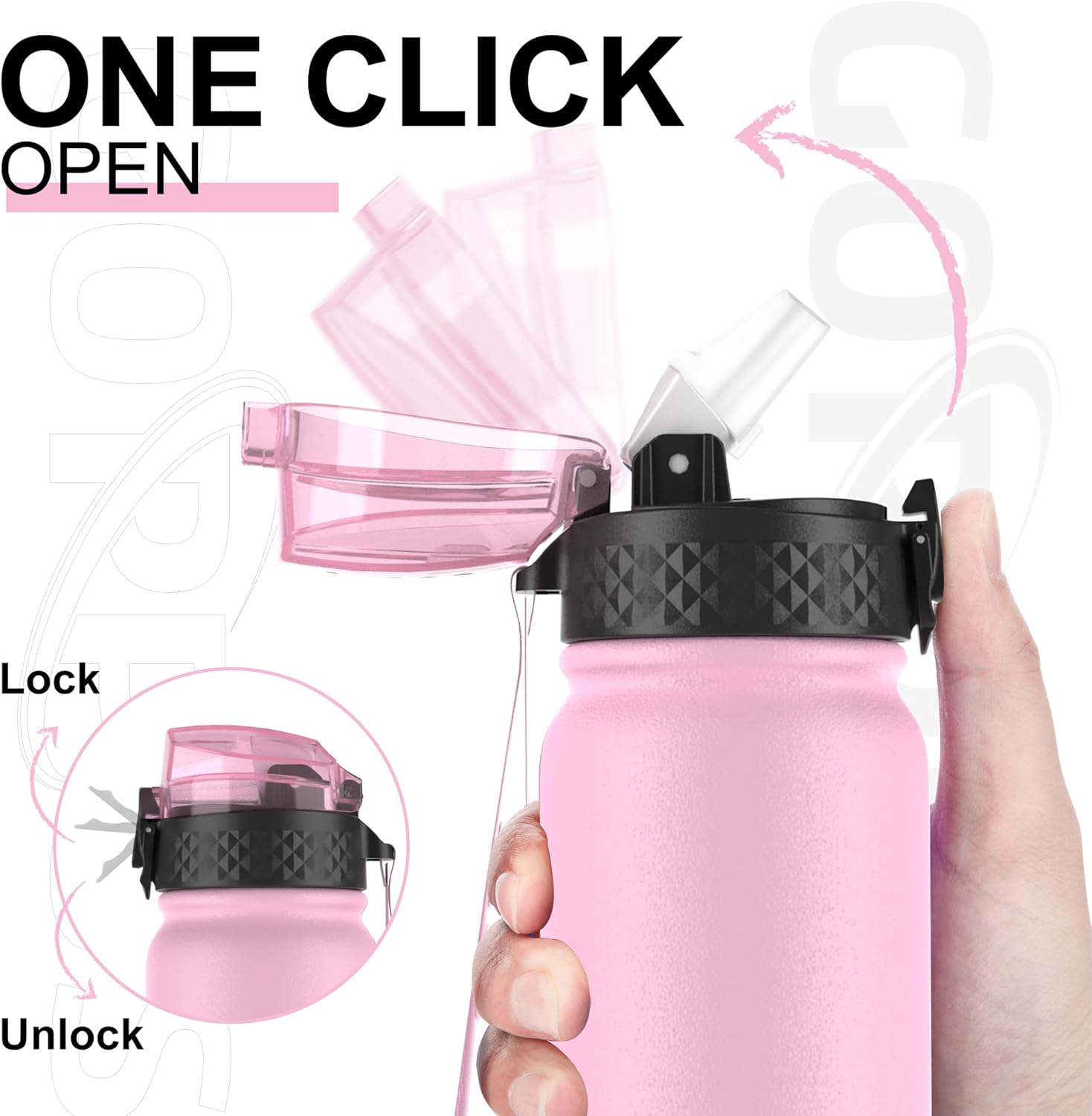 Thumbnail 1 de GOPPUS 600ml Stainless Steel Water Bottle with Straw — Double Wall Insulation, Leakproof Flip Top Lid