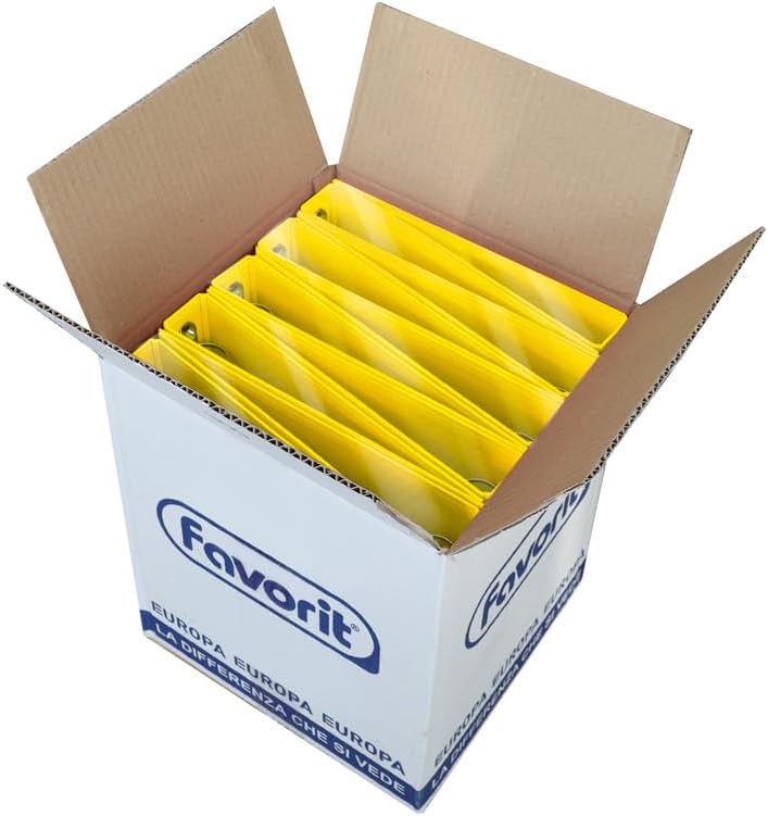 Detalle de Confezione da 2 raccoglitori ad anelli Favorit CF 2 Sprint in cartone 22 x 30 cm con 4 anelli da 30 mm, colore giallo