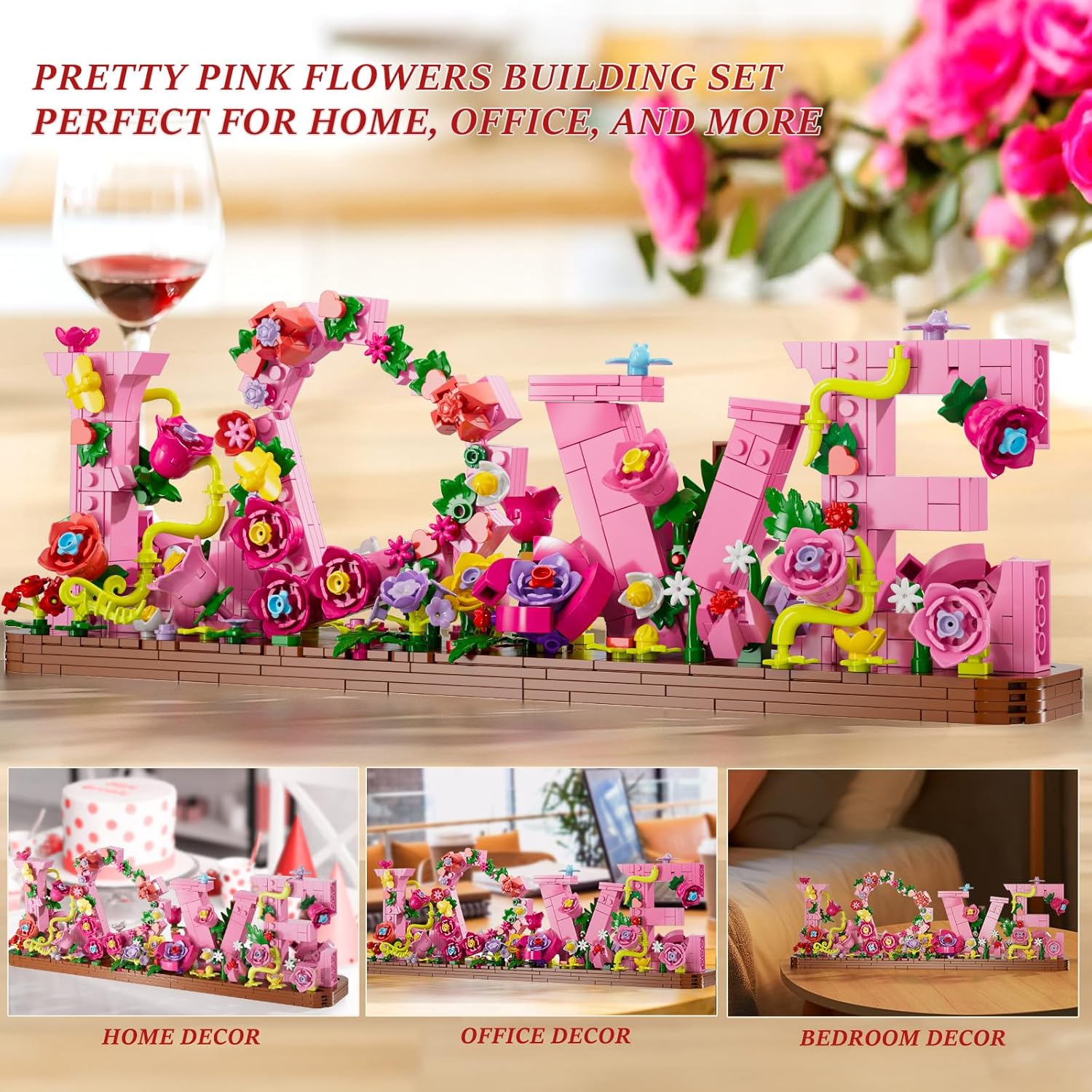 Thumbnail 4 de KOJAYHOL Lot de 791 jouets de construction en forme de cœur « LOVE » – kit DIY déco florale