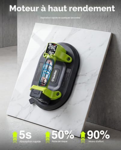 Detalle de Taskstar Ventouse Carrelage Électrique 25 cm — Lift sans Fil avec Écran LCD et 250 kg