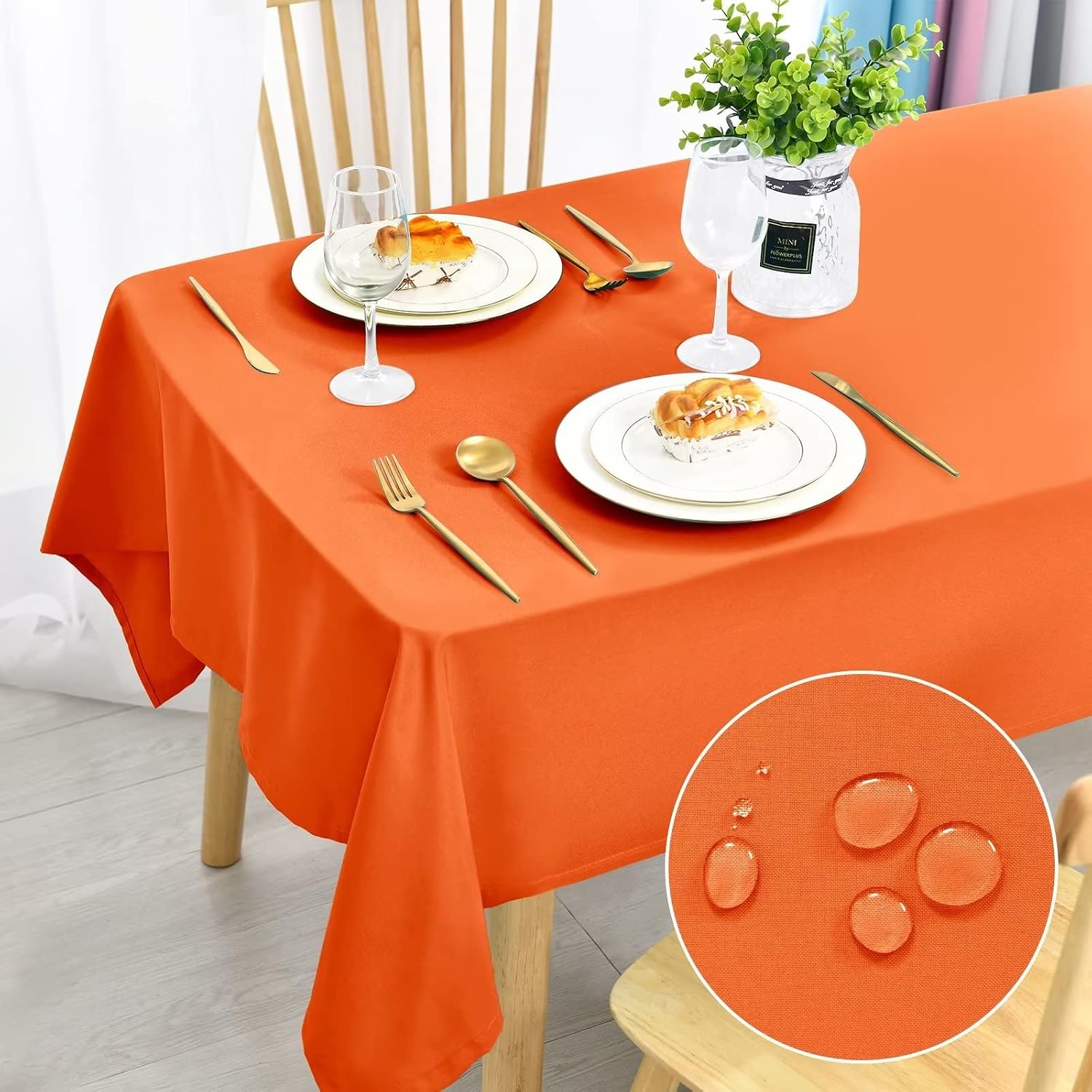 Detalle de DWCN DWDE-PWNZB-130x160-28 tafelkleed 130 x 160 cm, oranje polyester