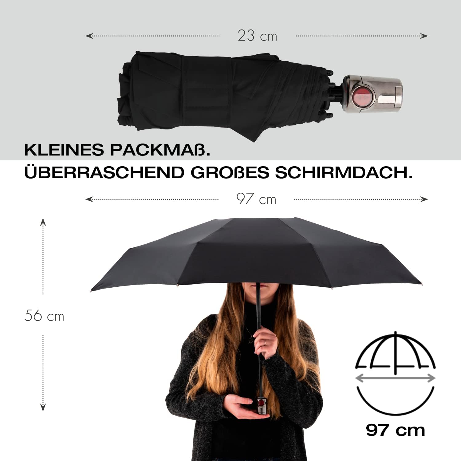 Thumbnail 3 de Knirps Ombrello tascabile T Duomatic Black Edition – Rosso, 100