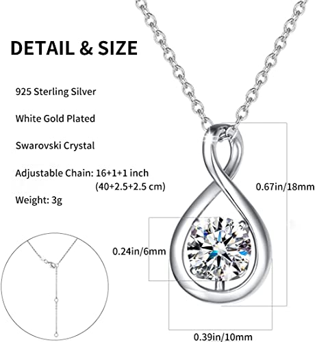 Detalle de FANCIME Collar de Piedra de Nacimiento para Mujer | Colgante Infinito en Plata de Ley