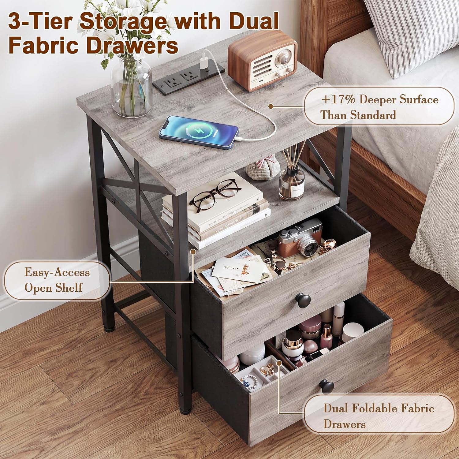 Thumbnail 5 de AMHANCIBLE Nightstands Set of 2