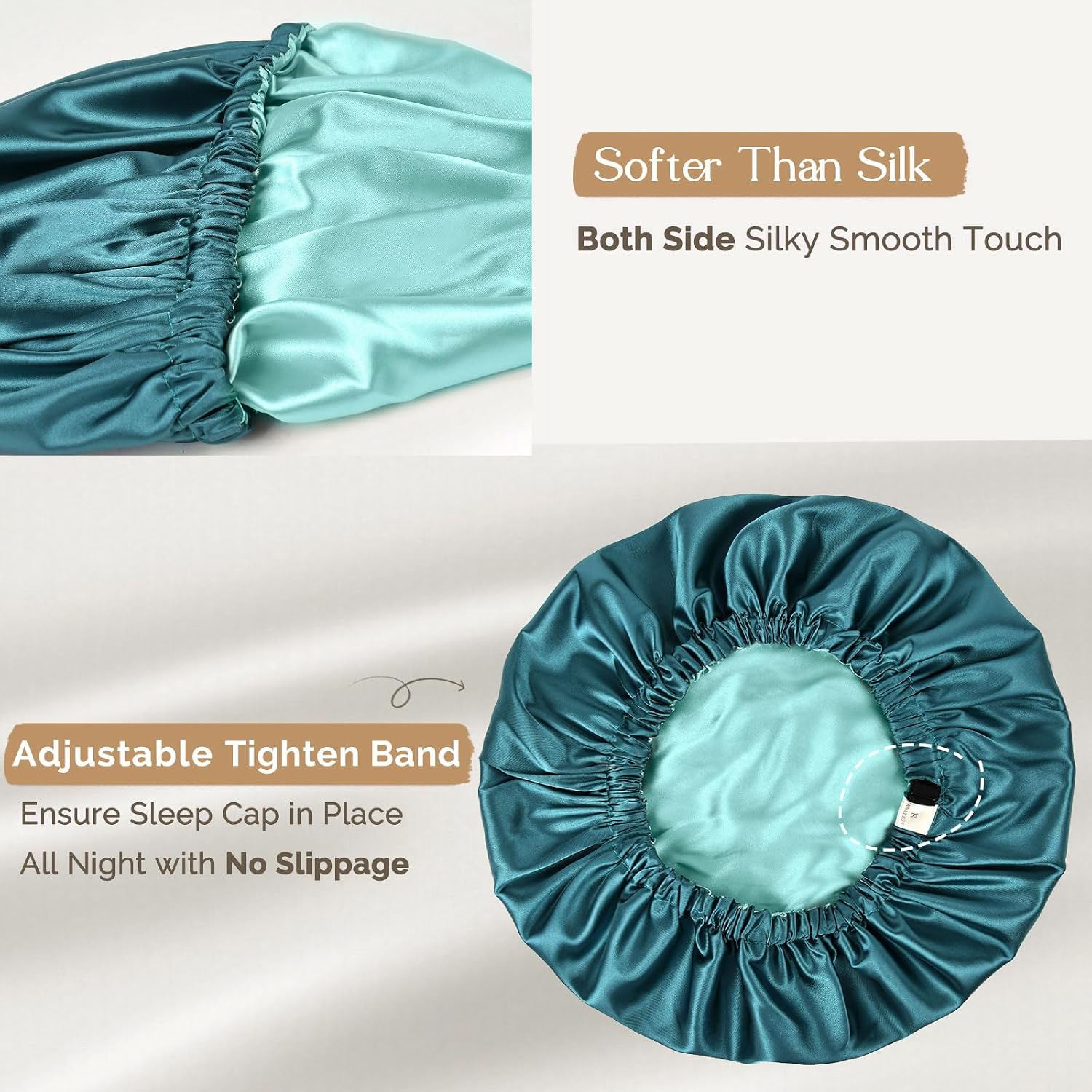 Detalle de YANIBEST Adjustable Satin Bonnet for Sleeping, Double-Layer Hair Protection