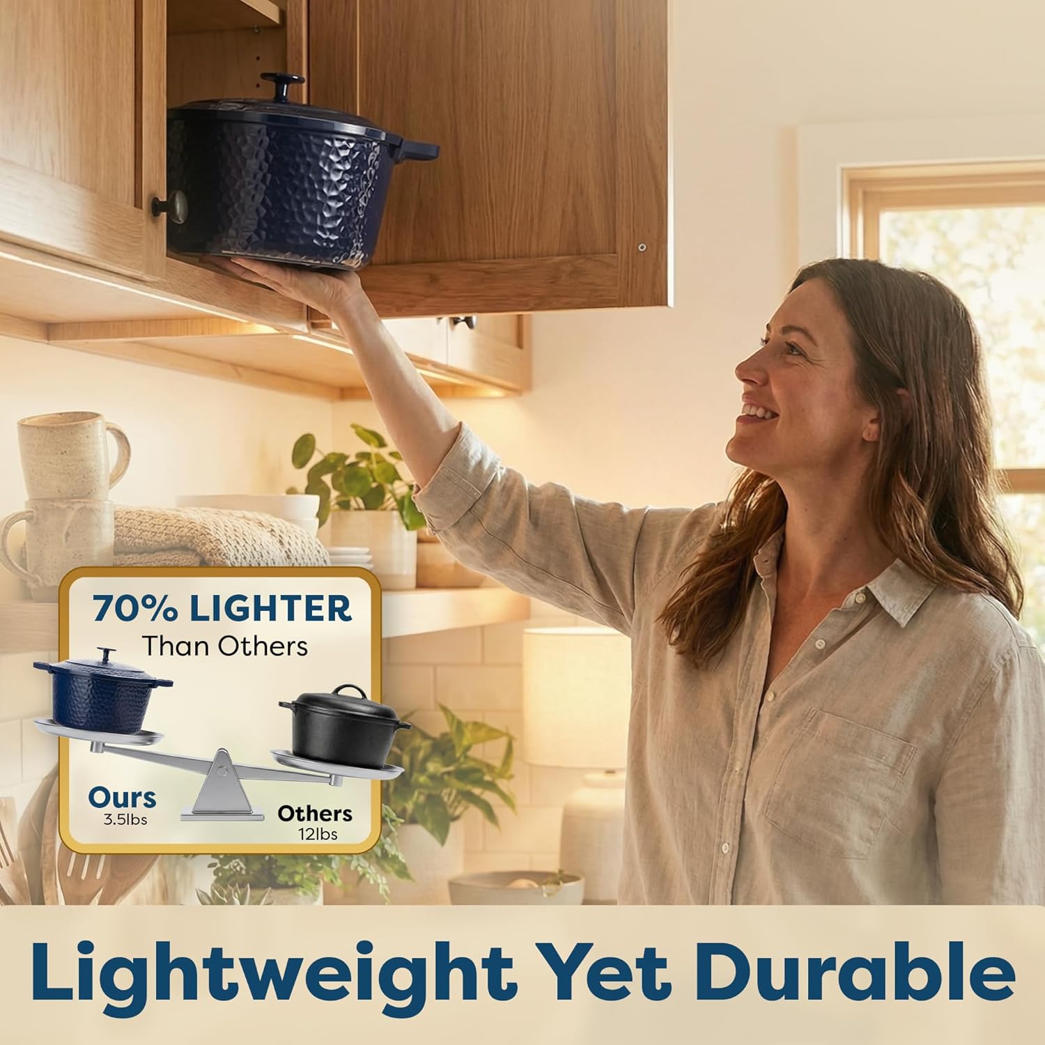 Thumbnail 1 de Gotham Steel Hammered 5 Qt Lightweight Dutch Oven Pot with Lid & Holders (Ceramic Nonstick, Oven Safe)