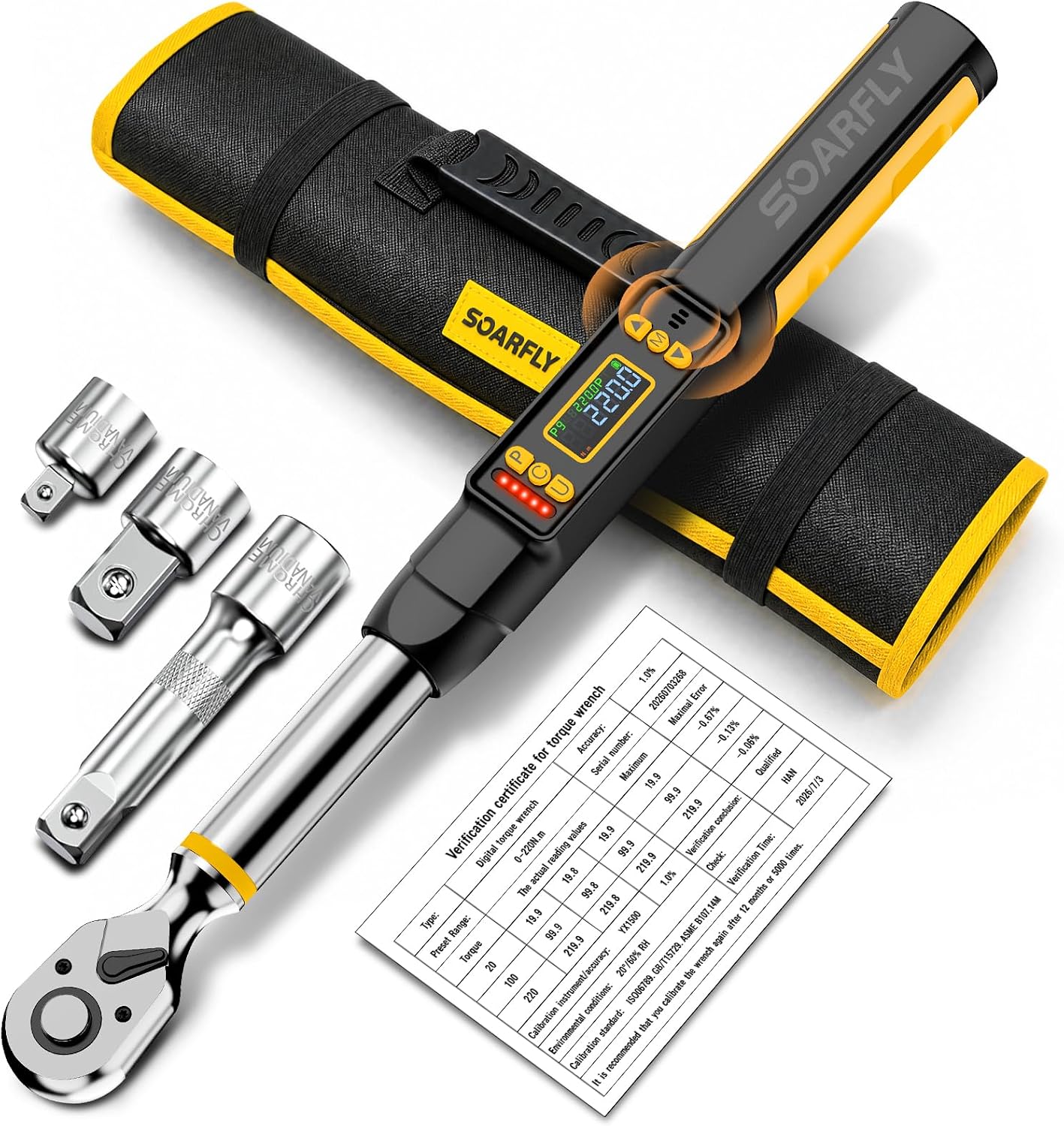 Detalle de SoarFly YX01-24 3/8-Inch Digital Torque Wrench Set, 220 N·m, ±1%
