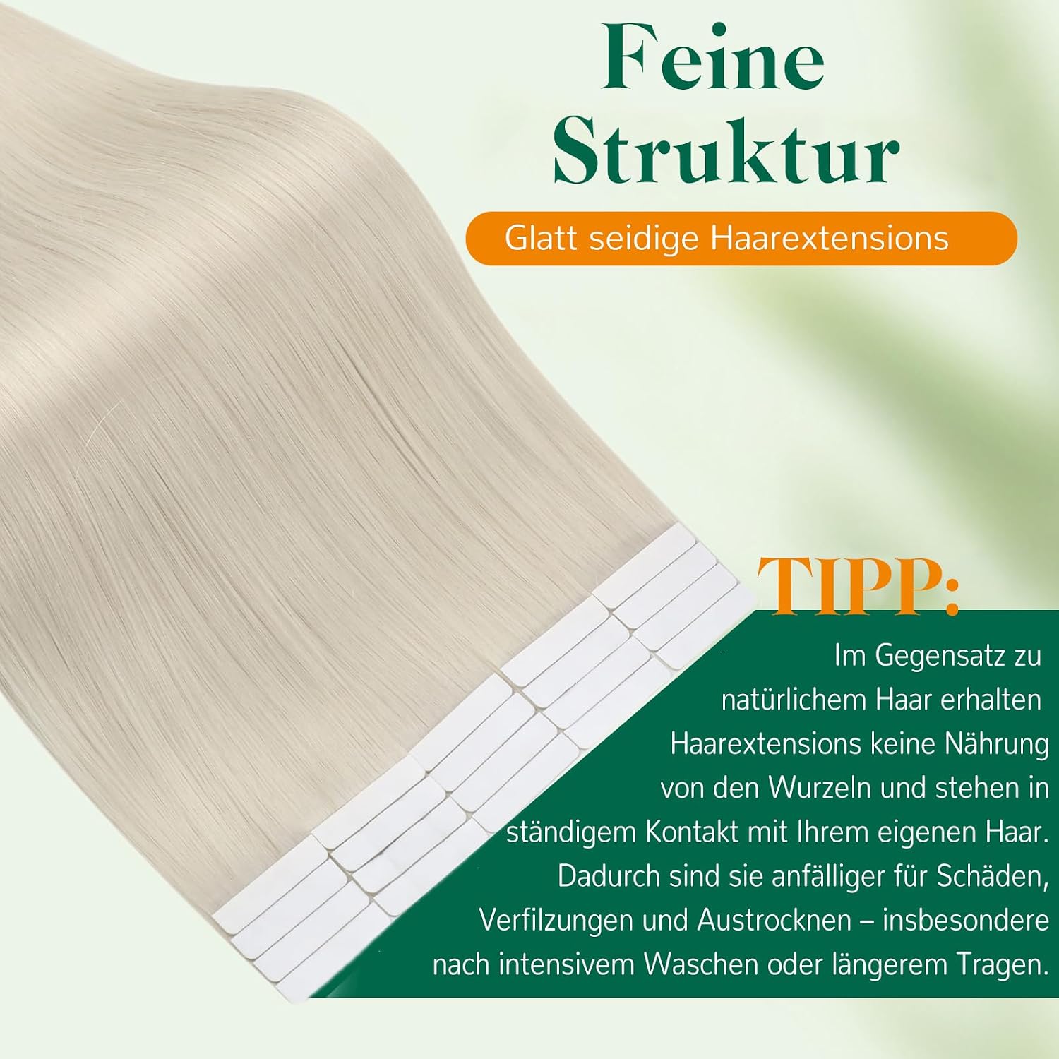 Detalle 2 de Easyouth Tape in Extensions Echthaar Blond – Echthaar Tape Extensions 30 cm, 30 g