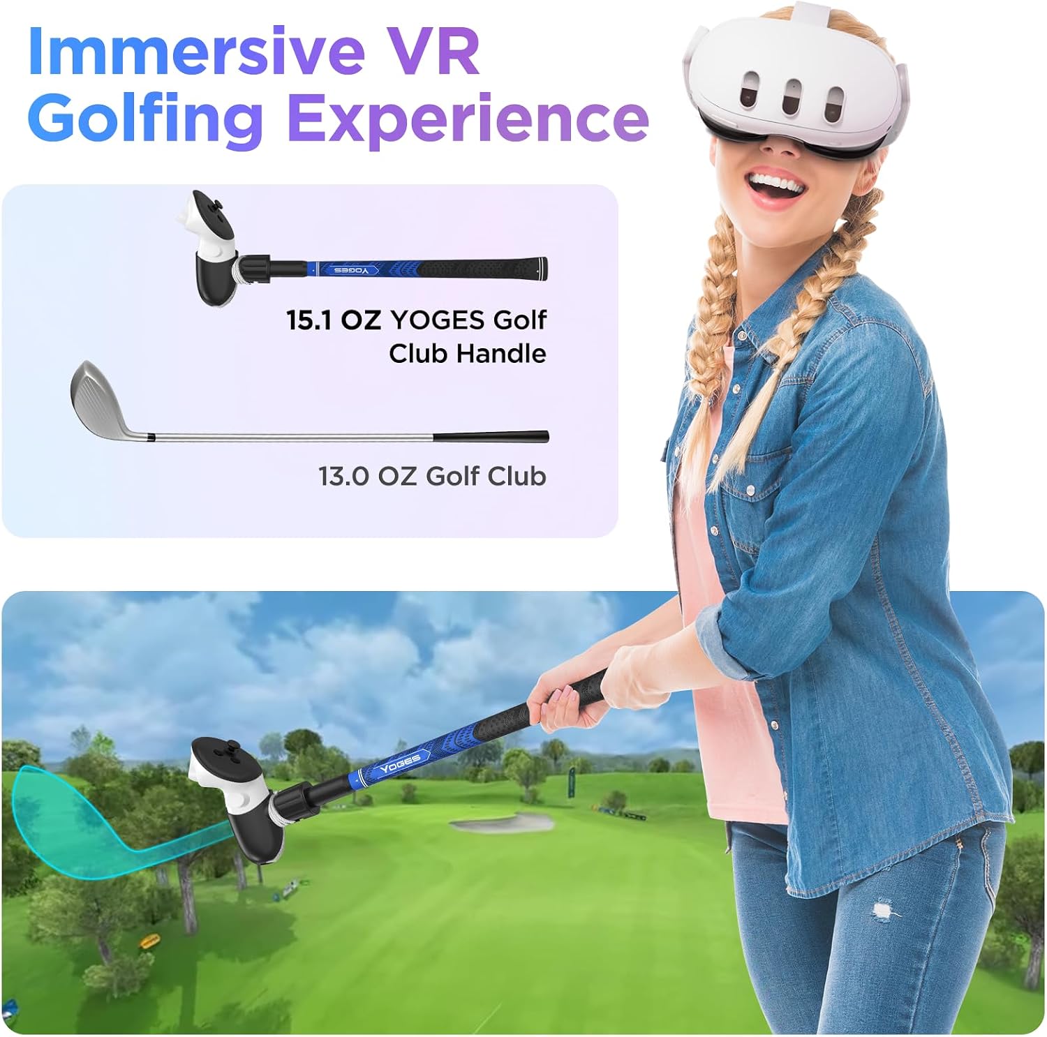 Detalle de YOGES VR Golf Club Attachment for Quest 3