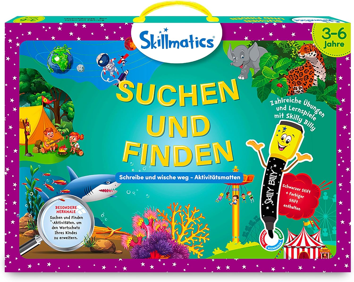 Detalle de Skillmatics Lernspiel – Suchen und Finden: Wiederverwendbare Aktivitätsmatten für Vorschulkinder (3–6 Jahre) mit 2 Stiften