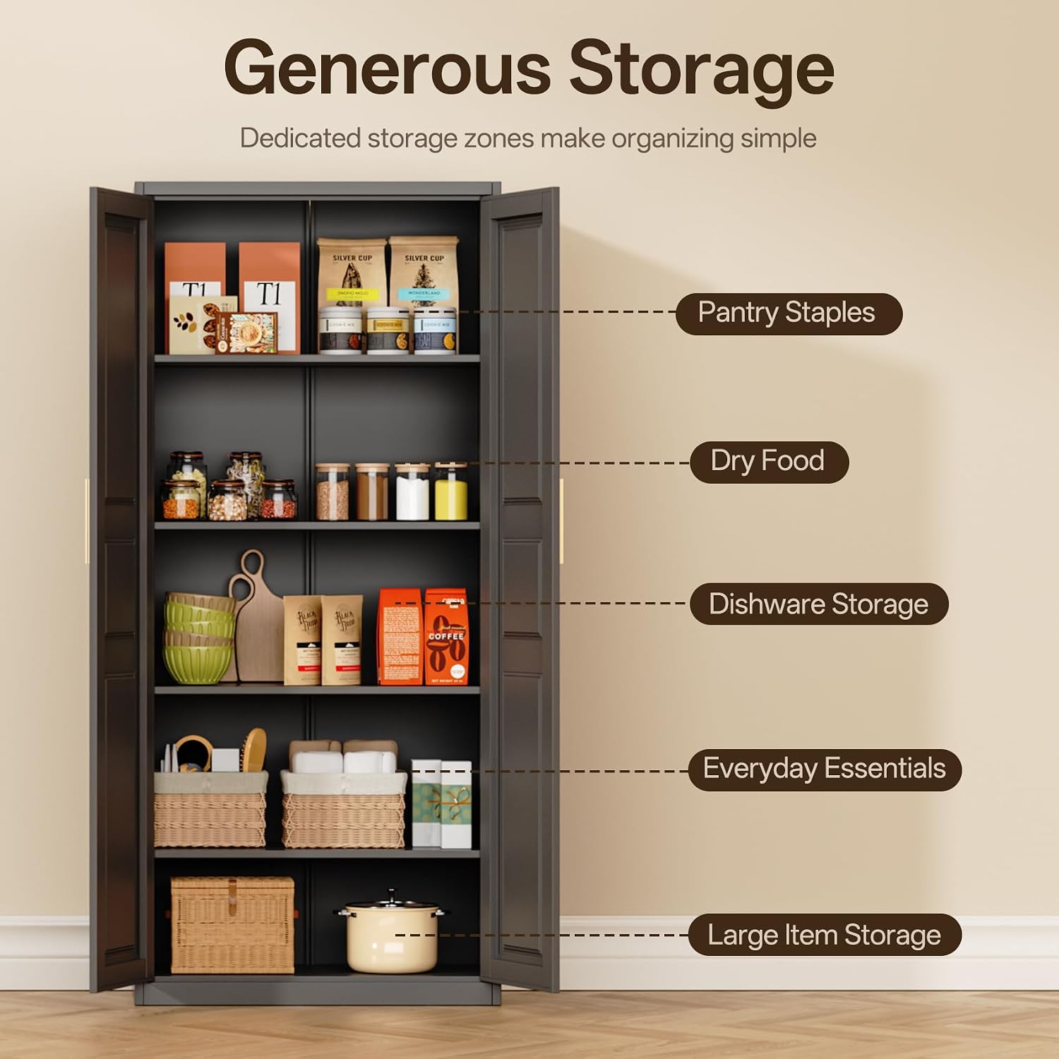 Thumbnail 6 de Knolix Metal Pantry Cabinet, 71-Inch
