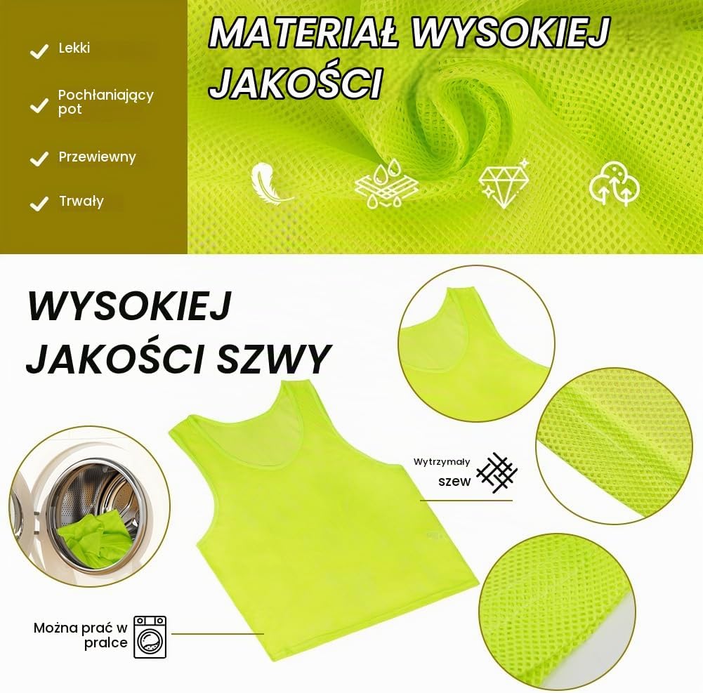 Detalle de AUYAO – 6 kamizelek treningowych z oddychającej siatki do piłki nożnej