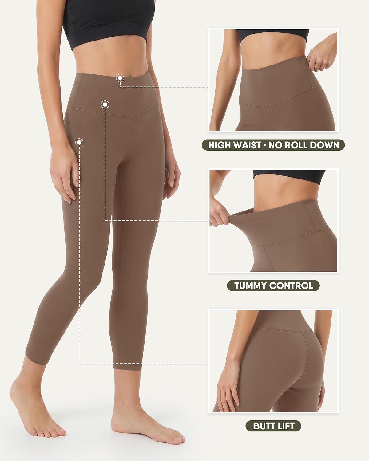 Detalle 1 de ZOOSIXX Buttery Soft Women's Leggings with Pockets, High Waist and 4-Way Stretch