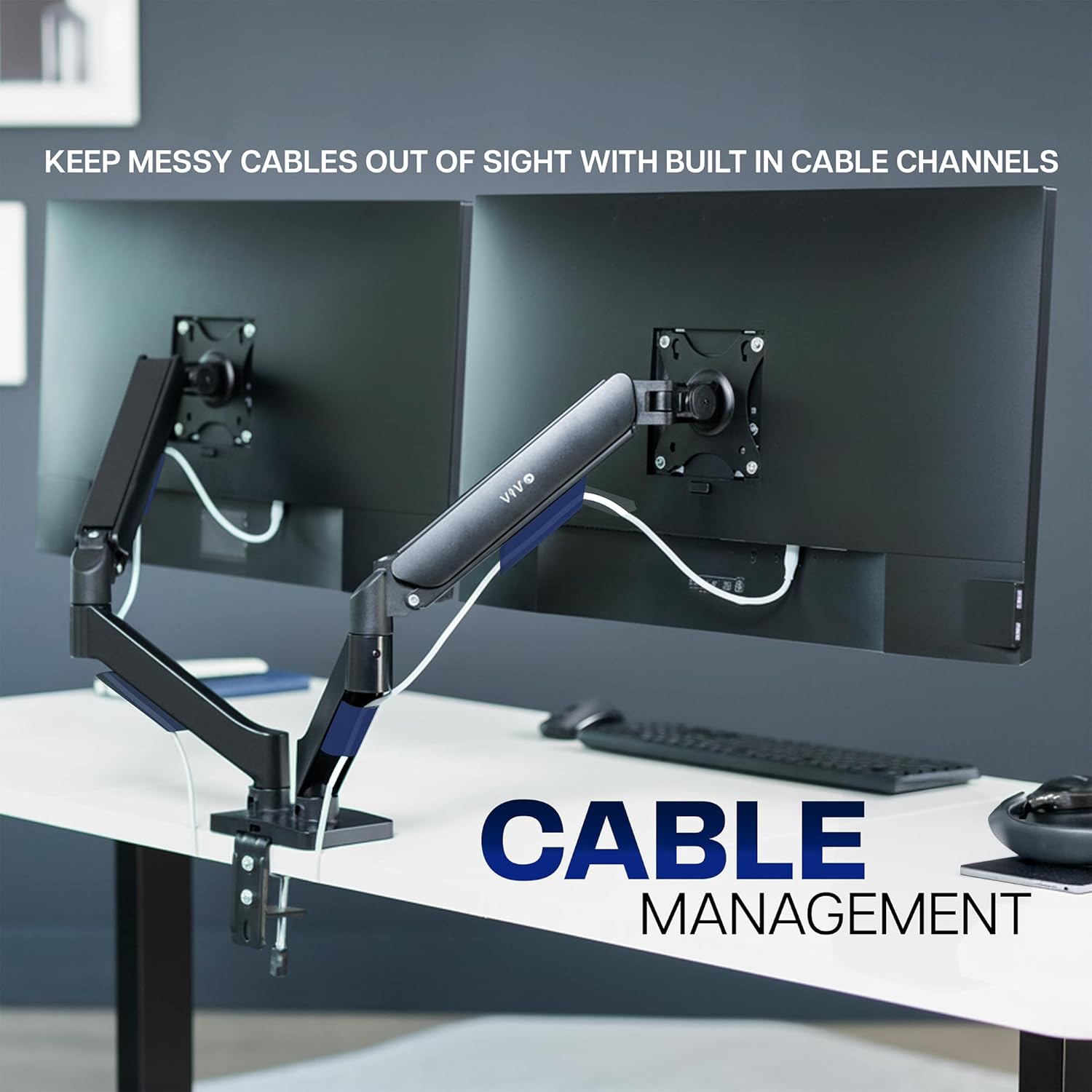 Thumbnail 6 de VIVO STAND-V002O Dual Arm Monitor Desk Mount: Height‑Adjustable, Tilt, Swivel, for 17–32" Screens