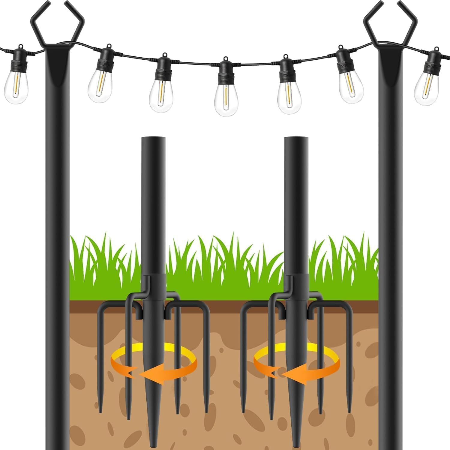 Detalle de HoldOneLight deck string light pole set